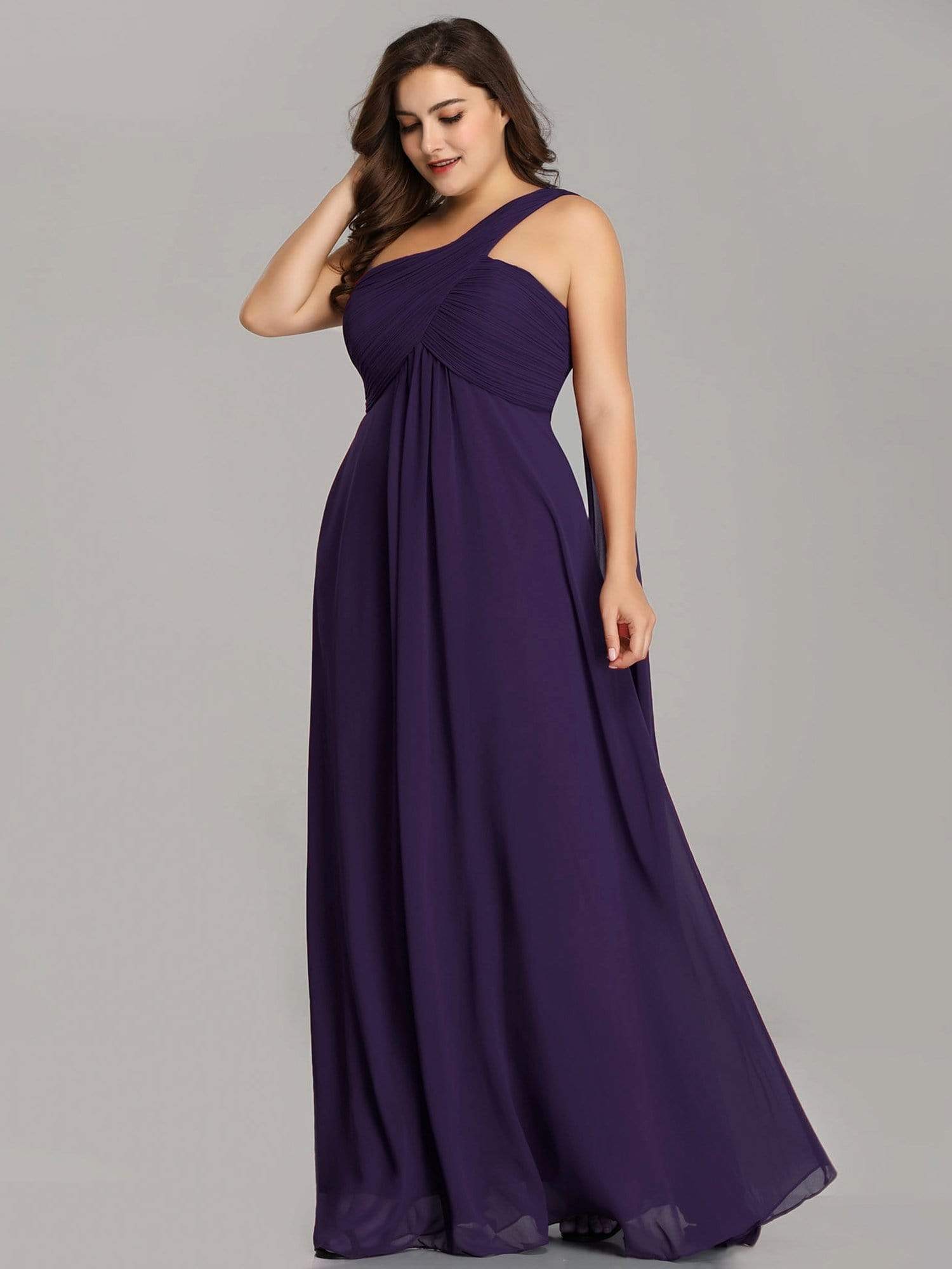 Color=Dark Purple | Plus Size One Shoulder Evening Dress-Dark Purple 1 Color=Dark Purple | Plus Size One Shoulder Evening Dress-Dark Purple 1