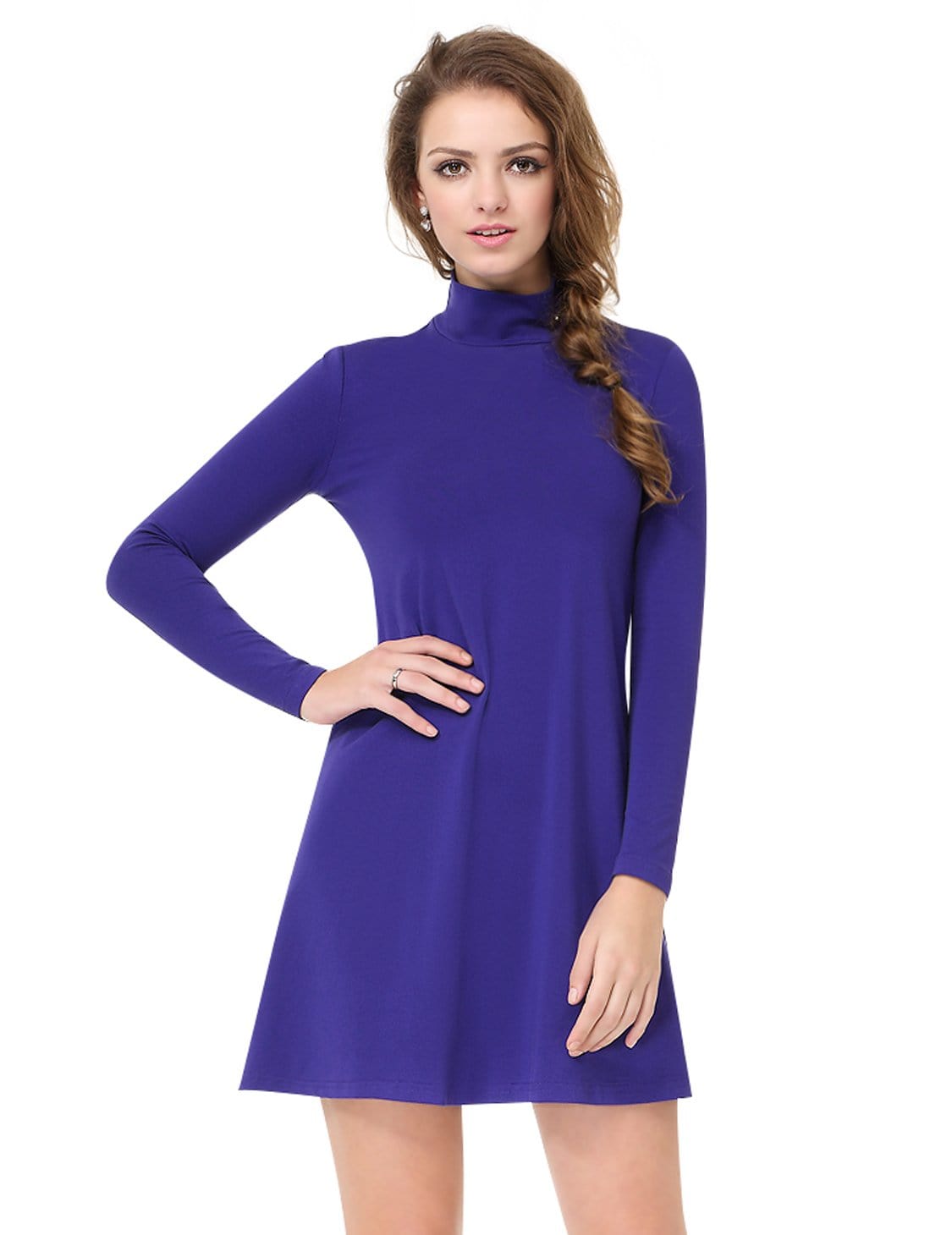 Color=Sapphire Blue | Simple Fashion Long Sleeve Comfy T-Shirt.-Sapphire Blue 4 Color=Sapphire Blue | Simple Fashion Long Sleeve Comfy T-Shirt.-Sapphire Blue 4