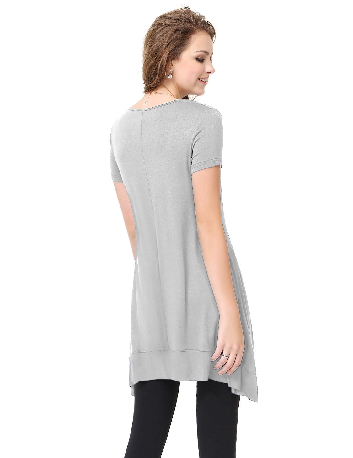 Color=Grey | Alisapan Simple Fashion Round Neck Short Sleeve T-Shirt-Grey 2 Color=Grey | Alisapan Simple Fashion Round Neck Short Sleeve T-Shirt-Grey 2