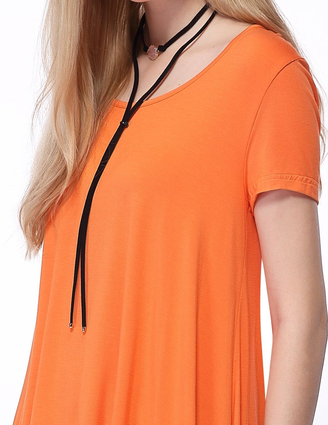 Color=Orange | Alisapan Simple Fashion Round Neck Short Sleeve T-Shirt-Orange 5 Color=Orange | Alisapan Simple Fashion Round Neck Short Sleeve T-Shirt-Orange 5