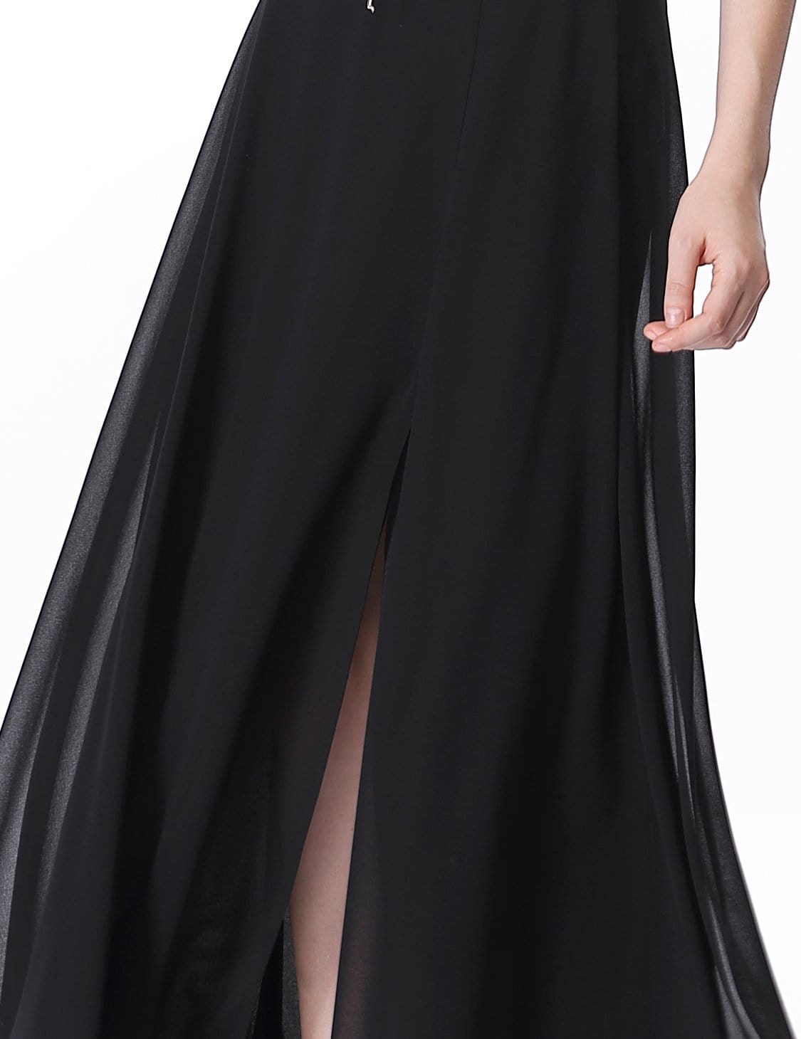 Color=Black | Women'S New Elegant Tulle Chiffon Split Skirts High Waist Pleated.-Black 5 Color=Black | Women'S New Elegant Tulle Chiffon Split Skirts High Waist Pleated.-Black 5