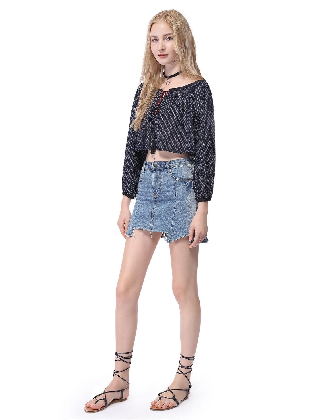 Color=Black | Women'S Fashionable Round Neck Long Sleeve Bare Midriff Top-Black 3 Color=Black | Women'S Fashionable Round Neck Long Sleeve Bare Midriff Top-Black 3