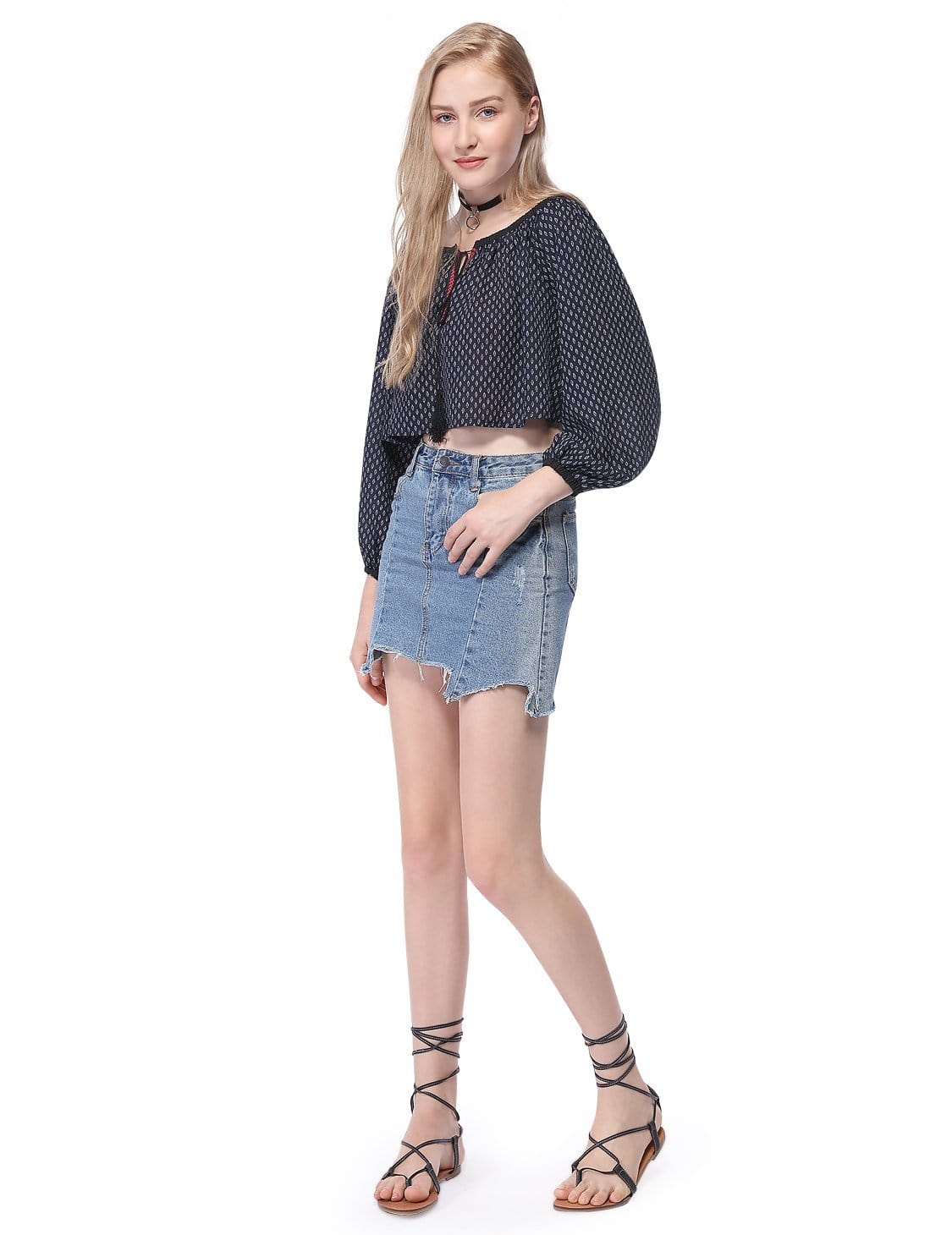 Color=Black | Women'S Fashionable Round Neck Long Sleeve Bare Midriff Top-Black 5 Color=Black | Women'S Fashionable Round Neck Long Sleeve Bare Midriff Top-Black 5