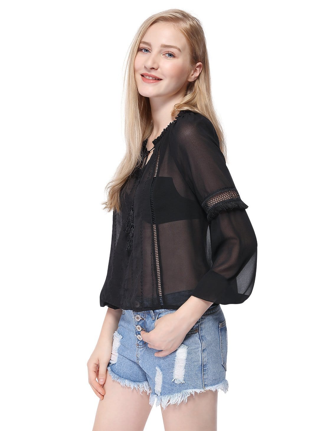 Color=Black | Women'S Fashionable Lightweight Long Sleeve Top-Black 3 Color=Black | Women'S Fashionable Lightweight Long Sleeve Top-Black 3
