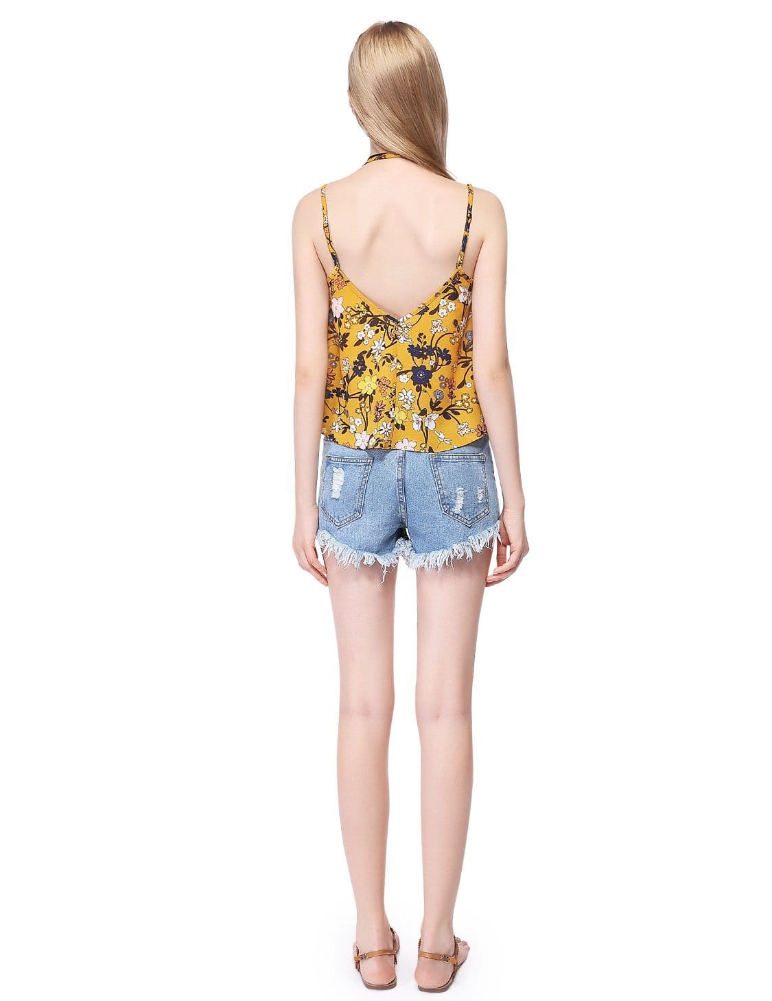 Color=Yellow | Women'S Simple Fashion V-Neck Floral Printed Casual Top-Yellow 4 Color=Yellow | Women'S Simple Fashion V-Neck Floral Printed Casual Top-Yellow 4