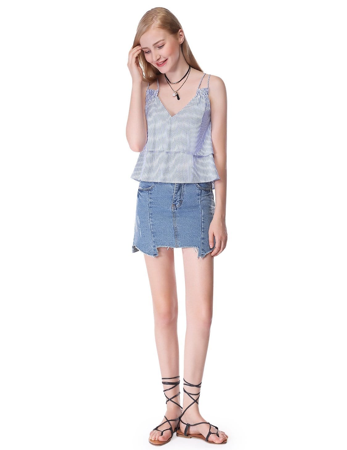 Color=White | Women'S Elegant Loose V-Neck Two-Layers Top Blouse-White 1 Color=White | Women'S Elegant Loose V-Neck Two-Layers Top Blouse-White 1
