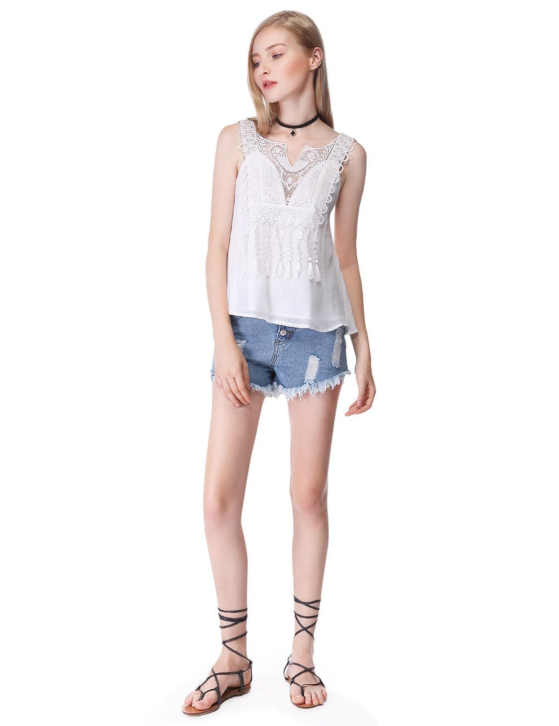 Color=White | Women'S Simple Fashion Sleeveless Lace Short Top-White 1 Color=White | Women'S Simple Fashion Sleeveless Lace Short Top-White 1