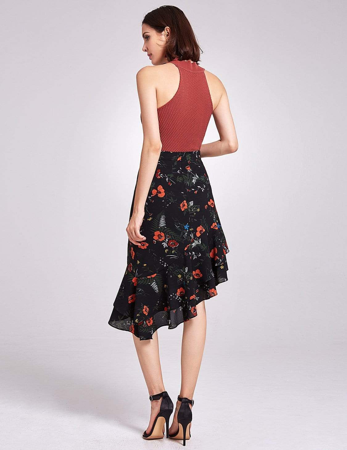 Color=Black | Alisa Pan Floral Print High Waisted Skirt-Black 3 Color=Black | Alisa Pan Floral Print High Waisted Skirt-Black 3