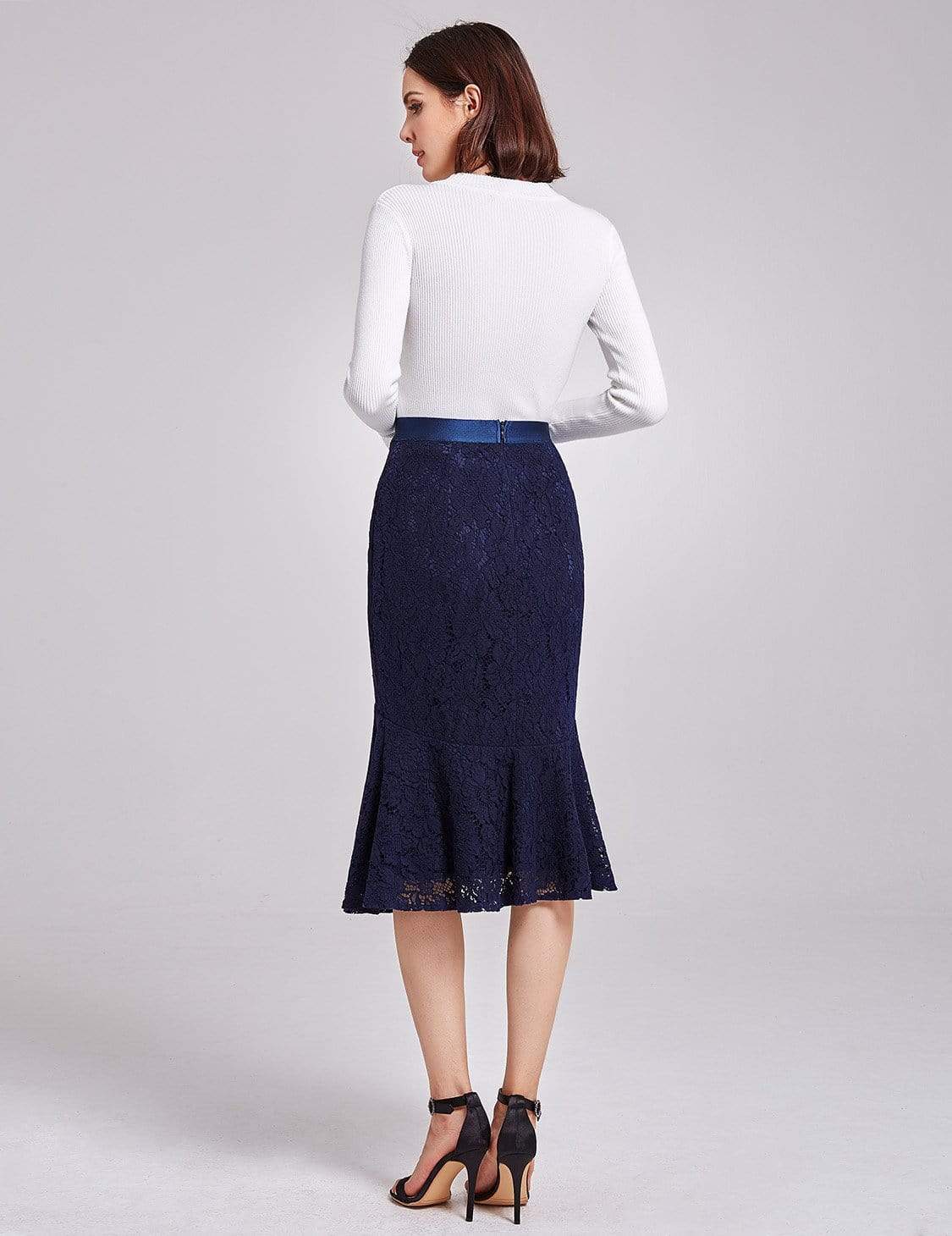 Color=Navy Blue | High Waisted Fit And Flare Midi Skirt-Navy Blue 2 Color=Navy Blue | High Waisted Fit And Flare Midi Skirt-Navy Blue 2