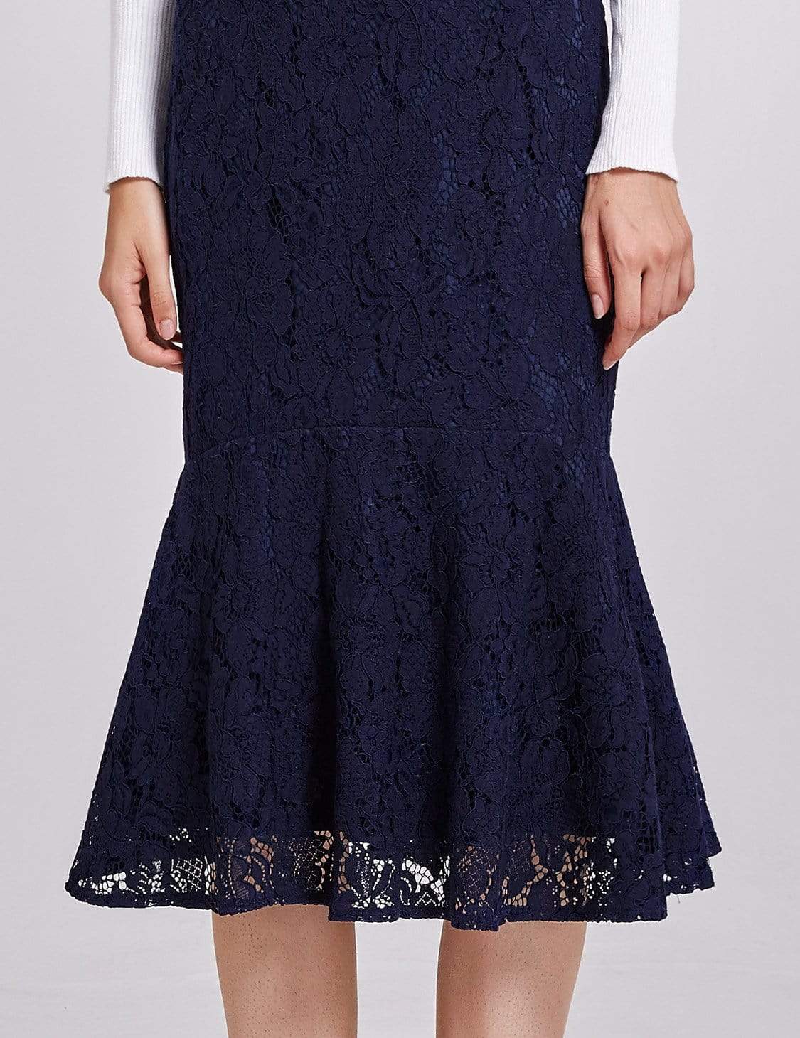 Color=Navy Blue | High Waisted Fit And Flare Midi Skirt-Navy Blue 5 Color=Navy Blue | High Waisted Fit And Flare Midi Skirt-Navy Blue 5