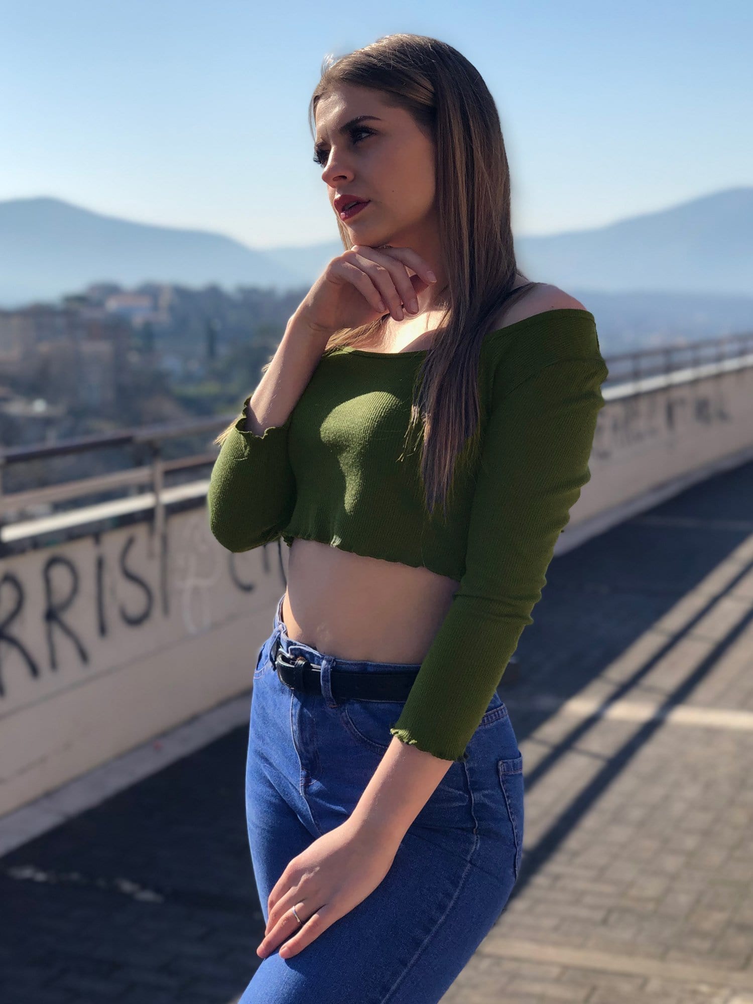 Color=Green | Alisa Pan Long Sleeve Knit Crop Top-Green 1 Color=Green | Alisa Pan Long Sleeve Knit Crop Top-Green 1
