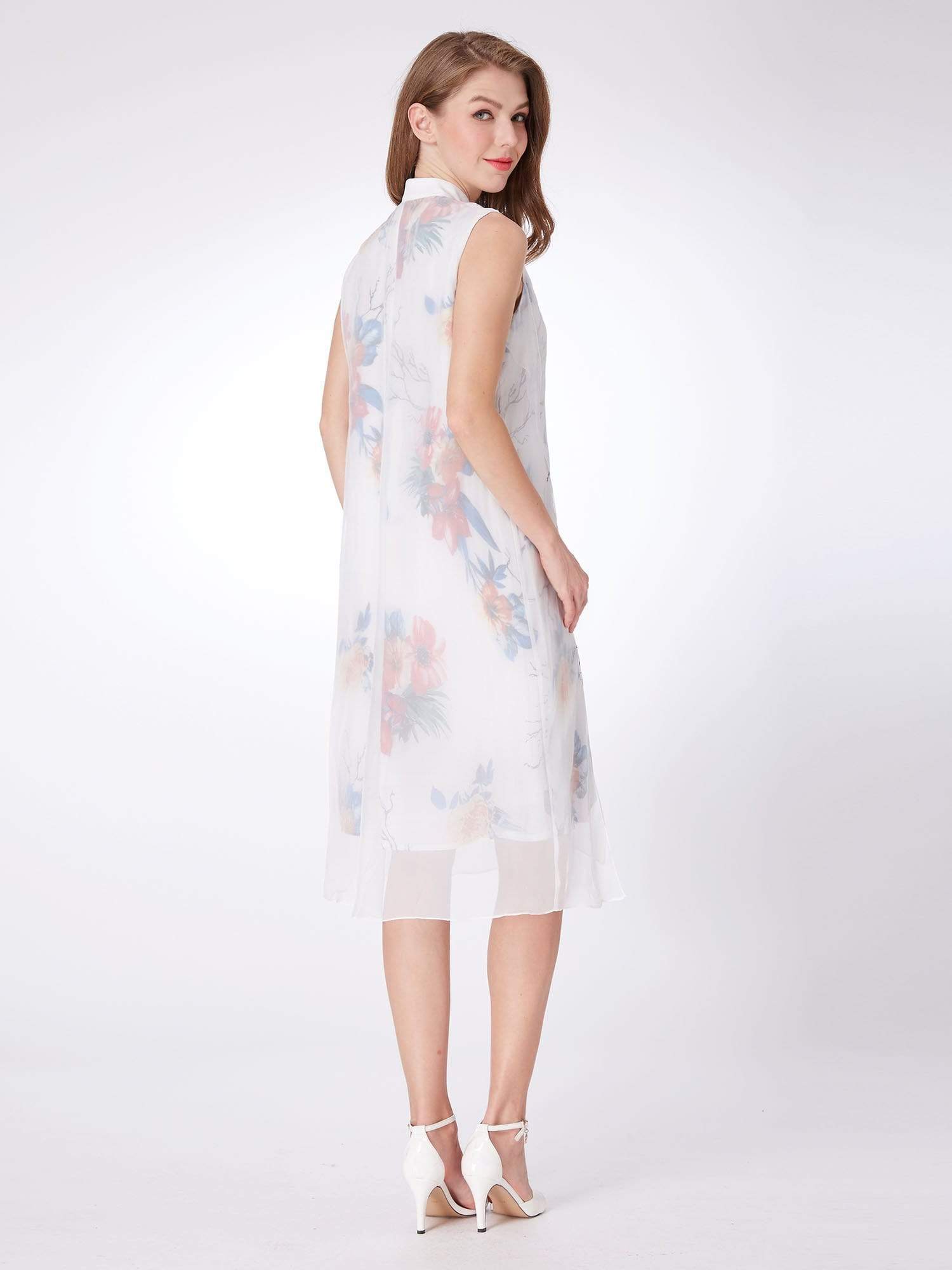 Color=White | Alisa Pan Floral Print Short Shift Dress-White 2 Color=White | Alisa Pan Floral Print Short Shift Dress-White 2
