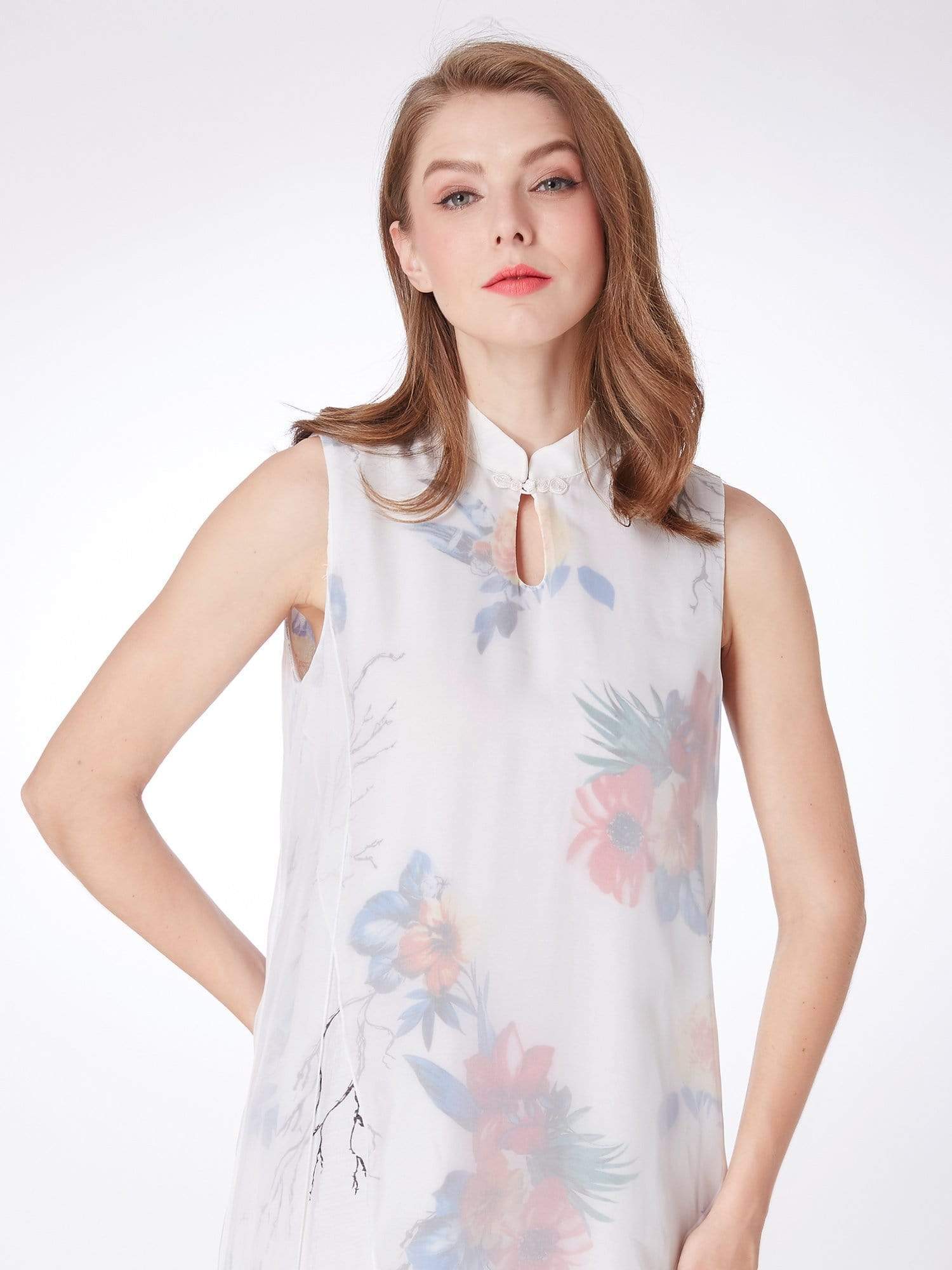 Color=White | Alisa Pan Floral Print Short Shift Dress-White 5 Color=White | Alisa Pan Floral Print Short Shift Dress-White 5
