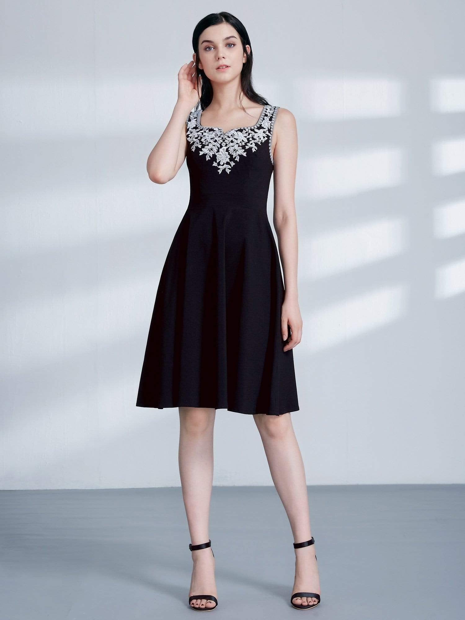 Color=Black | Alisa Pan Black And White A Line Party Dress-Black 1 Color=Black | Alisa Pan Black And White A Line Party Dress-Black 1