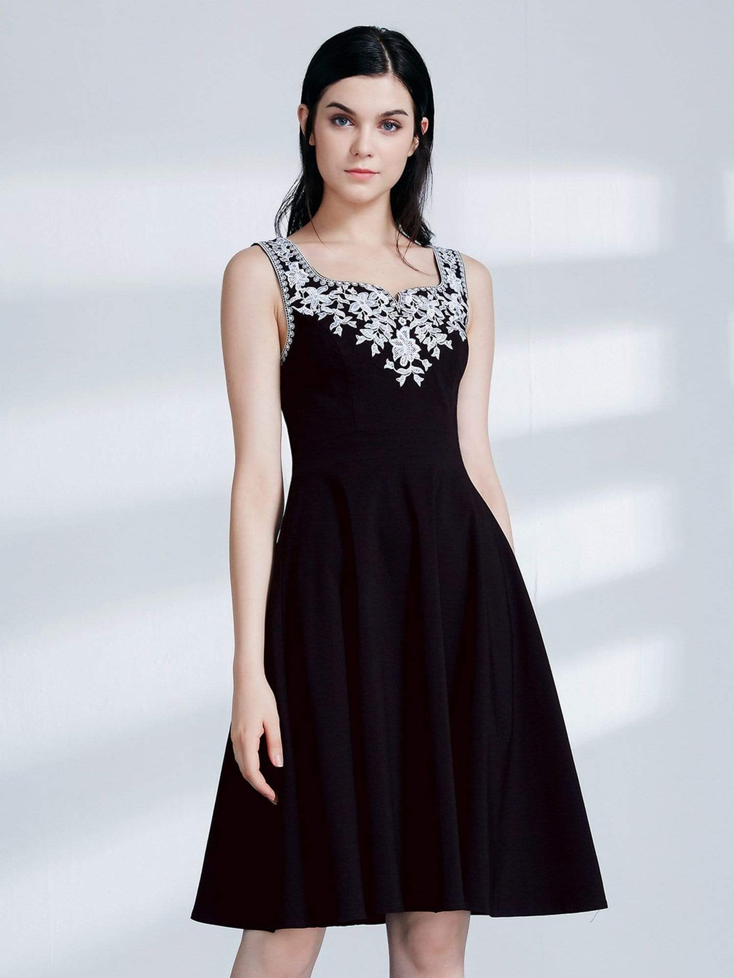 Color=Black | Alisa Pan Black And White A Line Party Dress-Black 3 Color=Black | Alisa Pan Black And White A Line Party Dress-Black 3