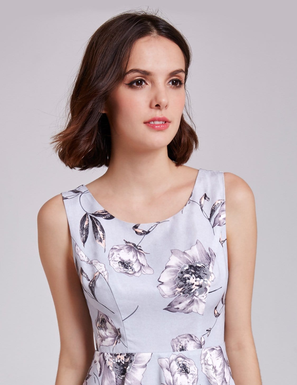 Color=Grey | Simple Fashion Round Neck Sleeveless Short Casual Dress-Grey 5 Color=Grey | Simple Fashion Round Neck Sleeveless Short Casual Dress-Grey 5