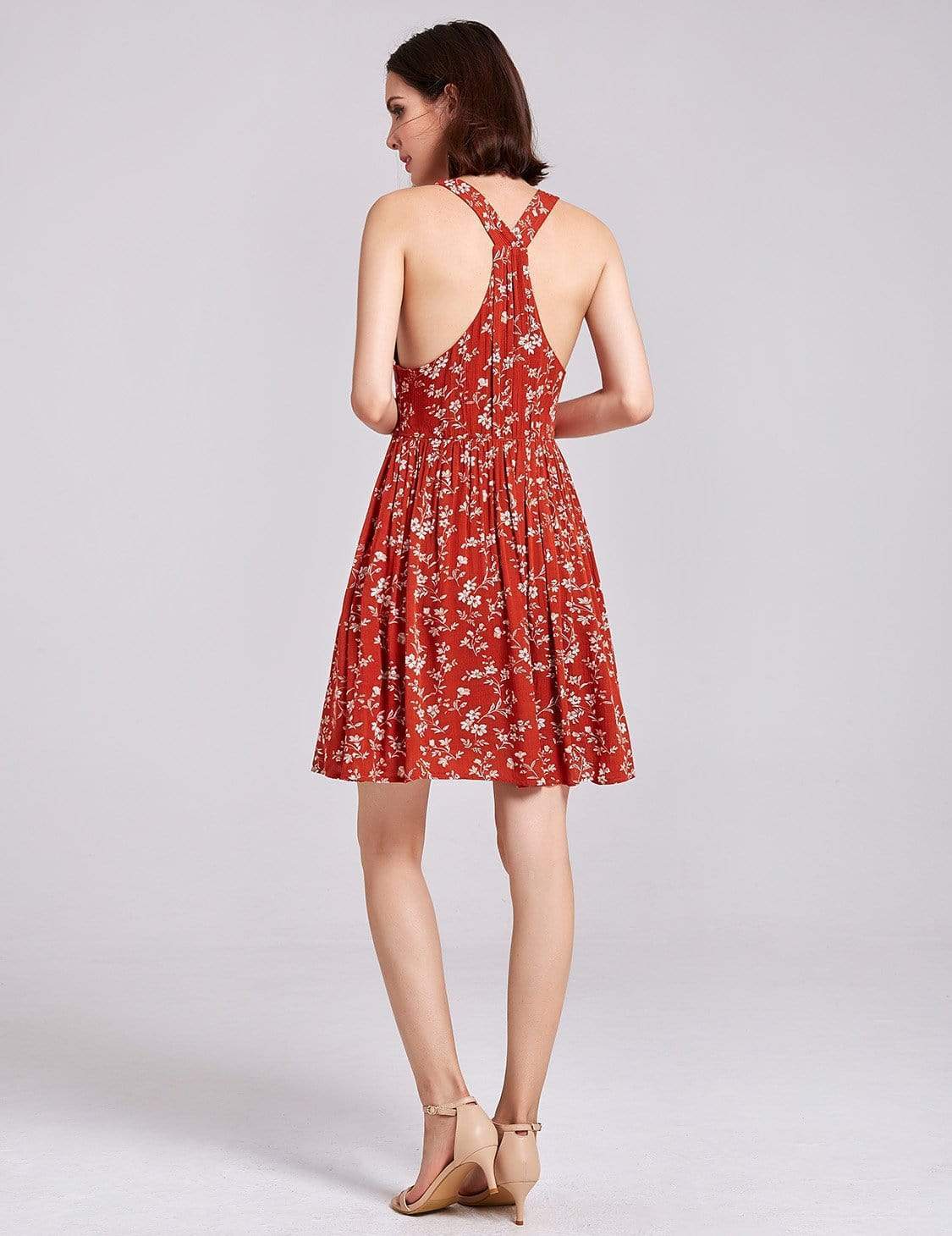 Color=Rooibos Tea | Alisa Pan Sleeveless V Neck Short Summer Dress-Rooibos Tea 3 Color=Rooibos Tea | Alisa Pan Sleeveless V Neck Short Summer Dress-Rooibos Tea 3
