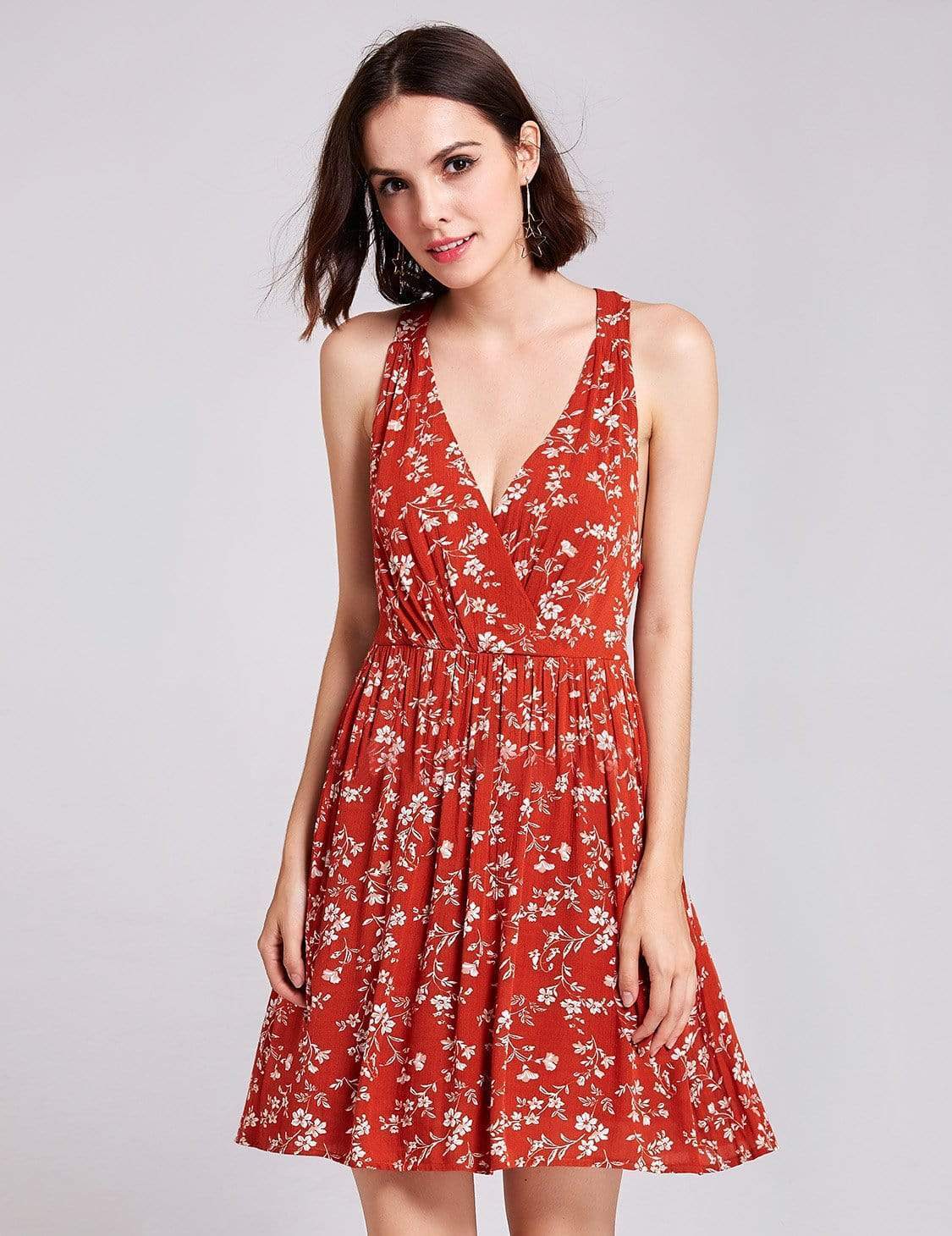 Color=Rooibos Tea | Alisa Pan Sleeveless V Neck Short Summer Dress-Rooibos Tea 5 Color=Rooibos Tea | Alisa Pan Sleeveless V Neck Short Summer Dress-Rooibos Tea 5