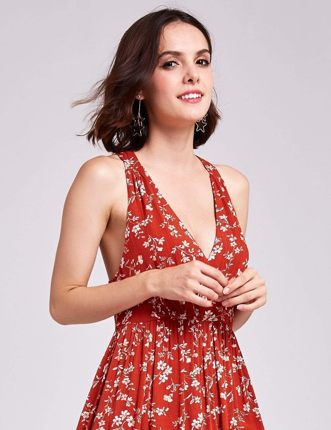 Color=Rooibos Tea | Alisa Pan Sleeveless V Neck Short Summer Dress-Rooibos Tea 6 Color=Rooibos Tea | Alisa Pan Sleeveless V Neck Short Summer Dress-Rooibos Tea 6