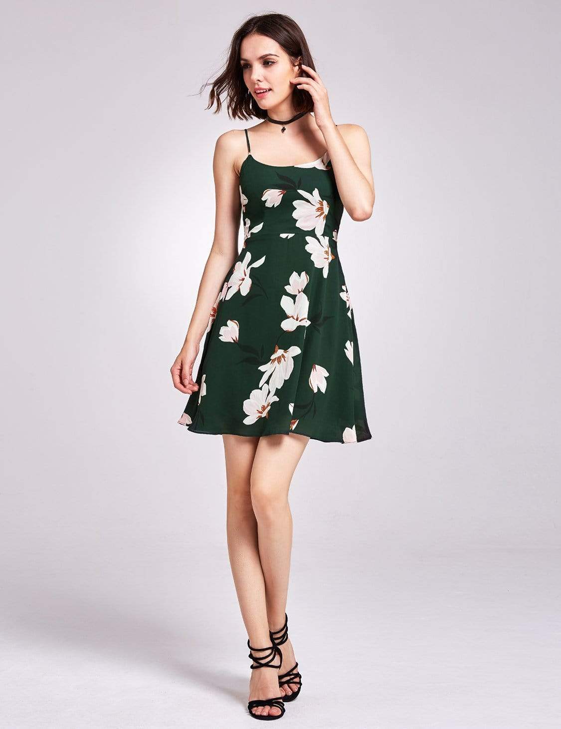 Color=Green | Spaghetti Strap Floral Print Casual Dress-Green 1 Color=Green | Spaghetti Strap Floral Print Casual Dress-Green 1