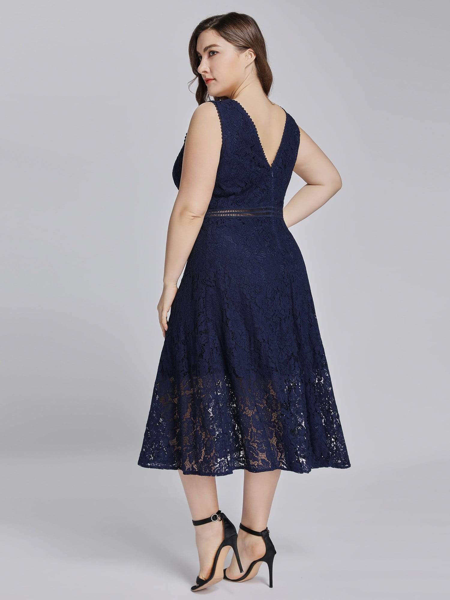 Color=Navy Blue | Alisa Pan V-Neck Lace Party Dress-Navy Blue 9 Color=Navy Blue | Alisa Pan V-Neck Lace Party Dress-Navy Blue 9