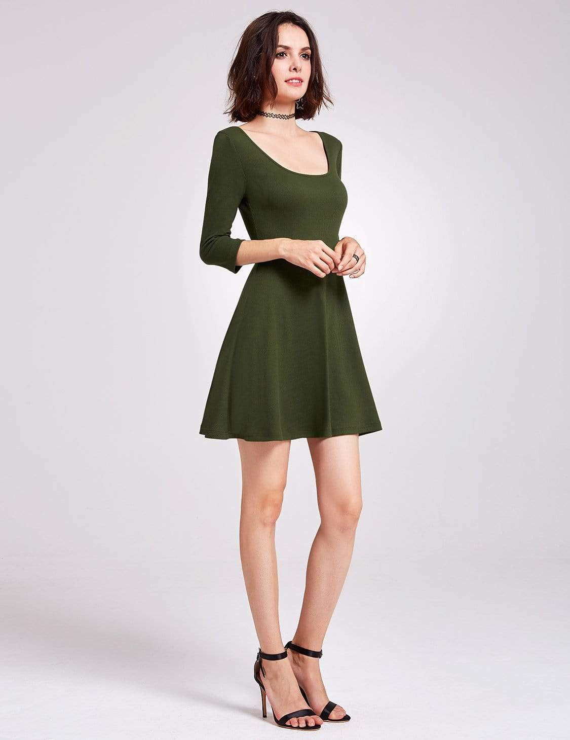Color=Green | Alisa Pan Long Sleeve Casual Knit Dress-Green 4 Color=Green | Alisa Pan Long Sleeve Casual Knit Dress-Green 4