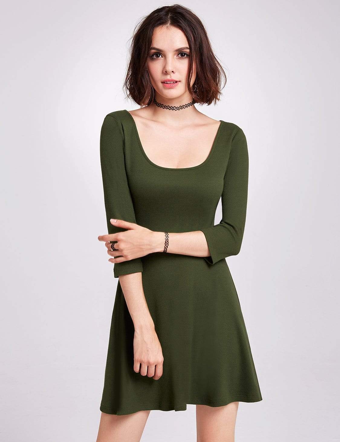 Color=Green | Alisa Pan Long Sleeve Casual Knit Dress-Green 5 Color=Green | Alisa Pan Long Sleeve Casual Knit Dress-Green 5
