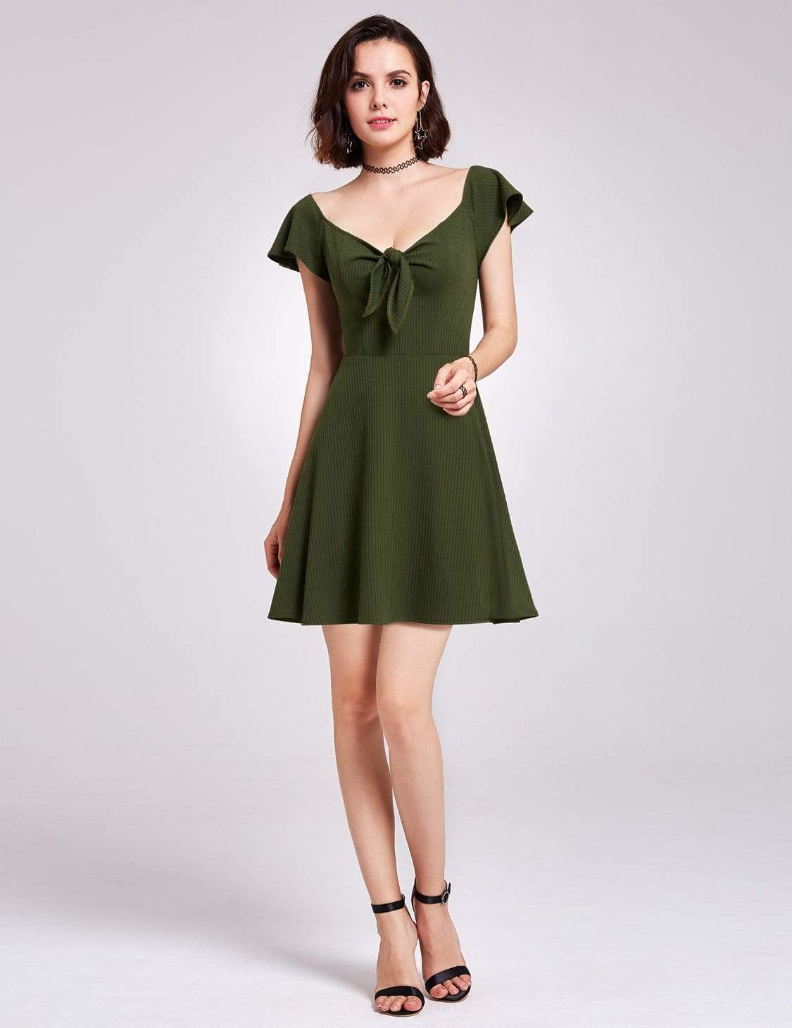 Color=Green | Alisa Pan Short Sleeve Casual Knit Dress-Green 2 Color=Green | Alisa Pan Short Sleeve Casual Knit Dress-Green 2