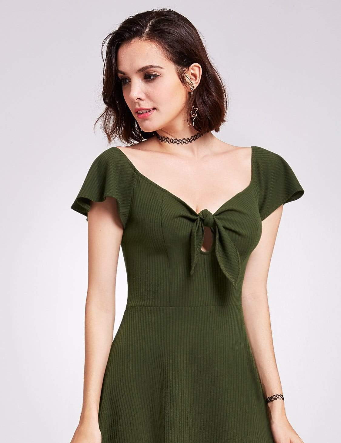 Color=Green | Alisa Pan Short Sleeve Casual Knit Dress-Green 7 Color=Green | Alisa Pan Short Sleeve Casual Knit Dress-Green 7