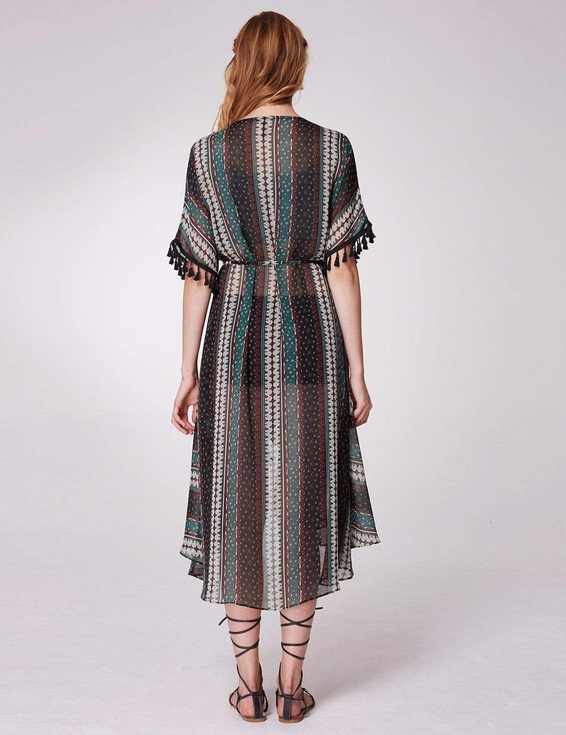 Color=Navy Blue | Alisa Pan Printed Bohemian Wrap Dress-Navy Blue 2 Color=Navy Blue | Alisa Pan Printed Bohemian Wrap Dress-Navy Blue 2