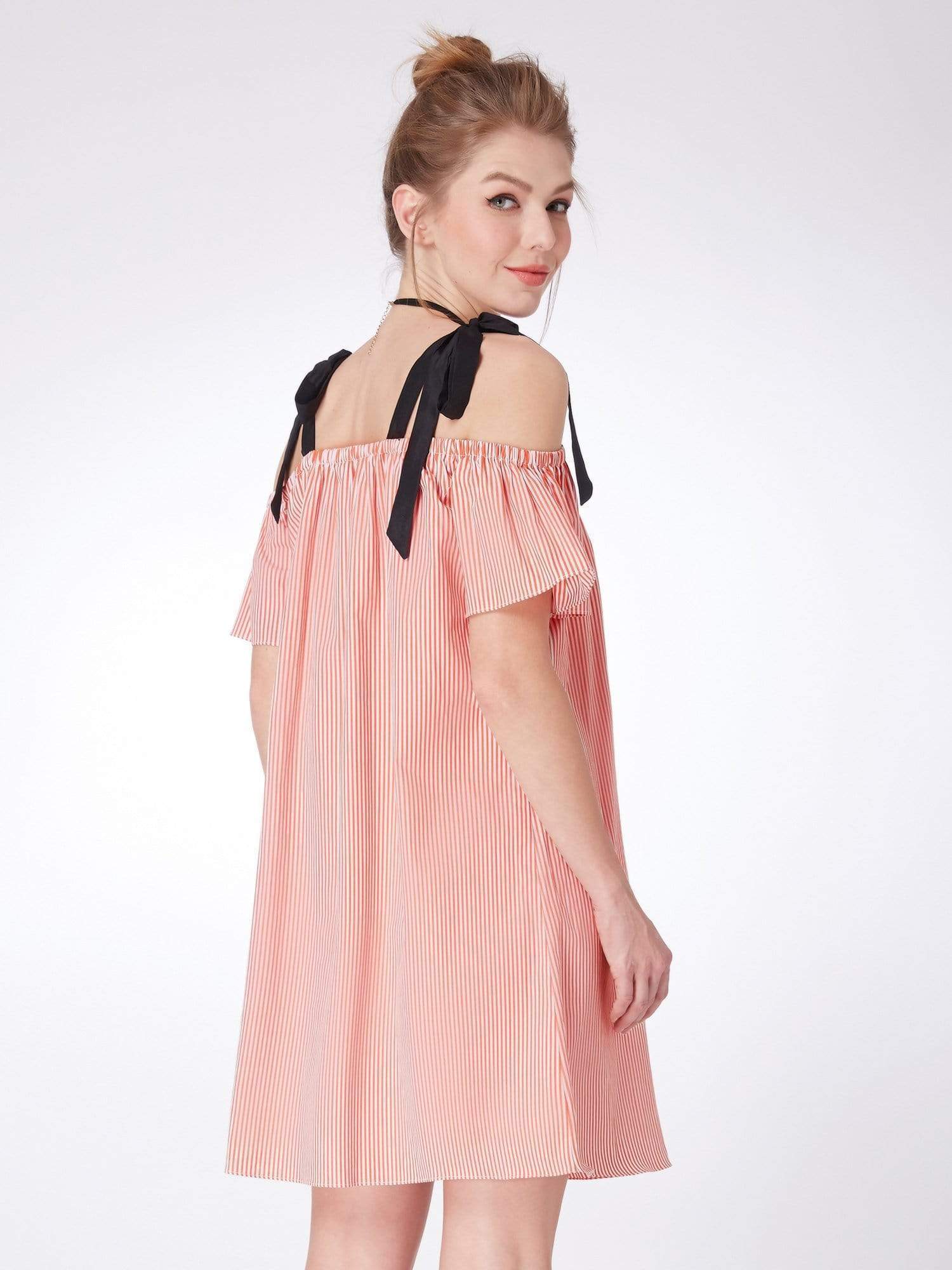 Color=Red and White | Alisa Pan Cold Shoulder Striped Summer Dress-Red And White 5 Color=Red and White | Alisa Pan Cold Shoulder Striped Summer Dress-Red And White 5