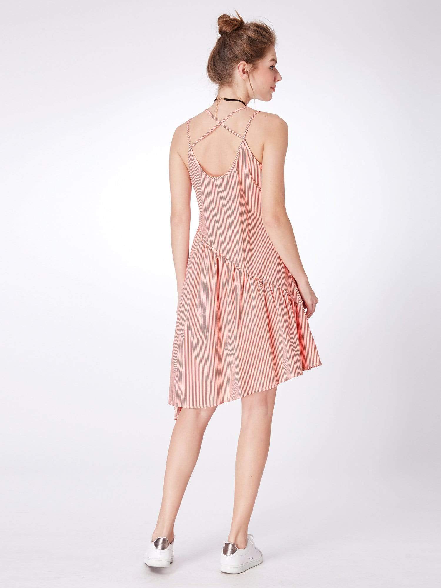 Color=Red and White | Alisa Pan Short Striped Casual Summer Dress-Red And White 2 Color=Red and White | Alisa Pan Short Striped Casual Summer Dress-Red And White 2