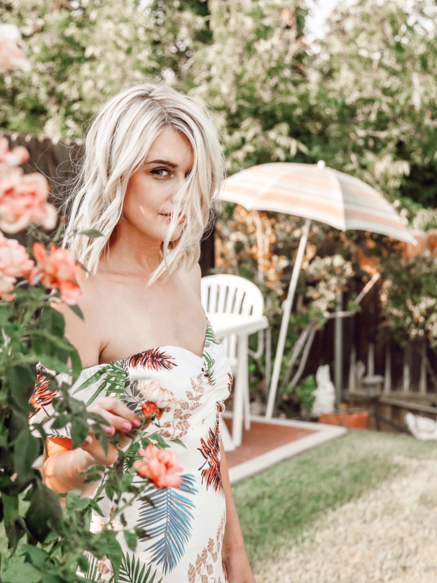 Color=Cream | Alisa Pan Tropical Print Off Shoulder Maxi Dress-Cream 3 Color=Cream | Alisa Pan Tropical Print Off Shoulder Maxi Dress-Cream 3