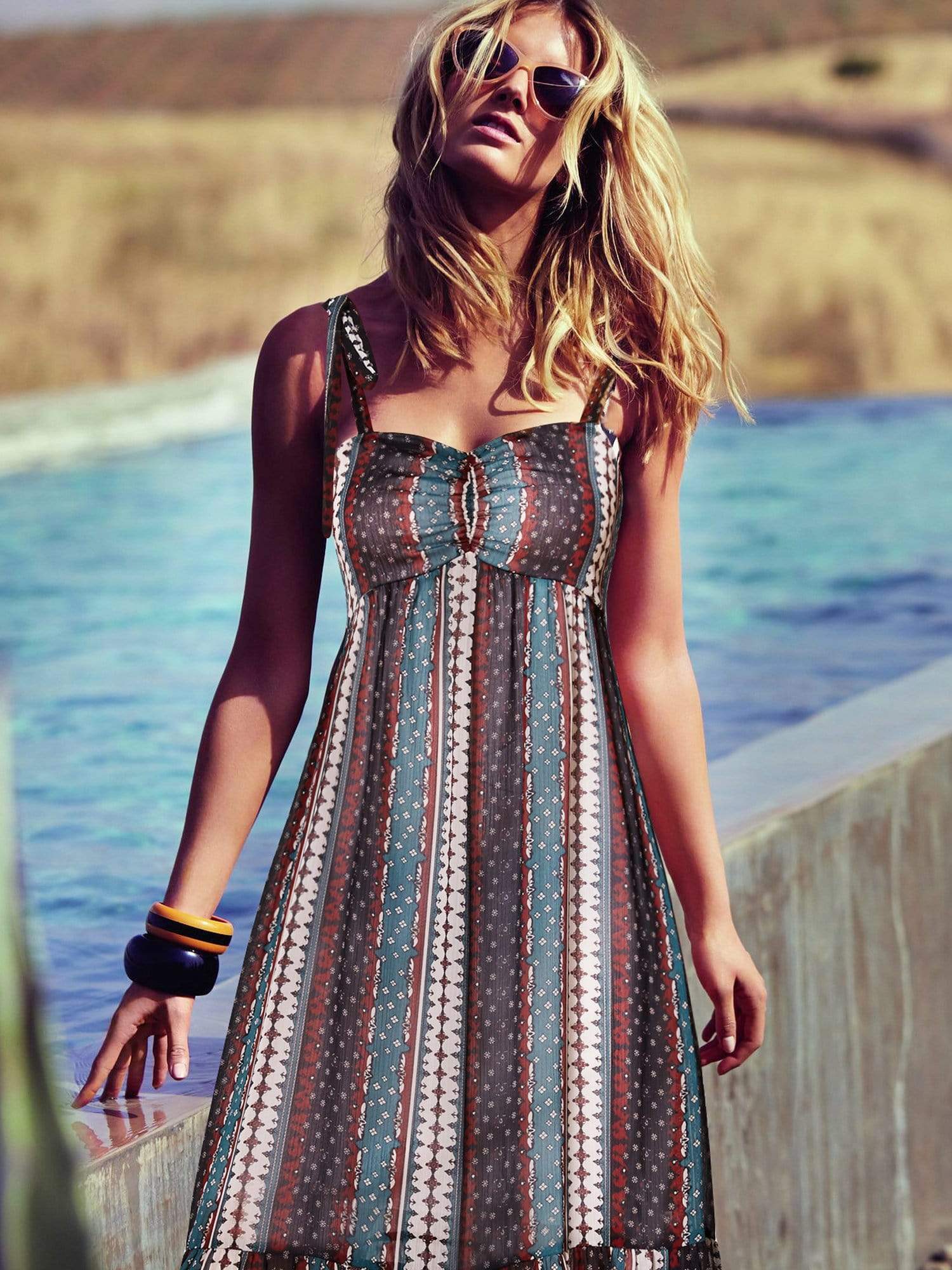 Color=Navy Blue | Alisa Pan Sleeveless Boho Printed Maxi Dress-Navy Blue 1 Color=Navy Blue | Alisa Pan Sleeveless Boho Printed Maxi Dress-Navy Blue 1