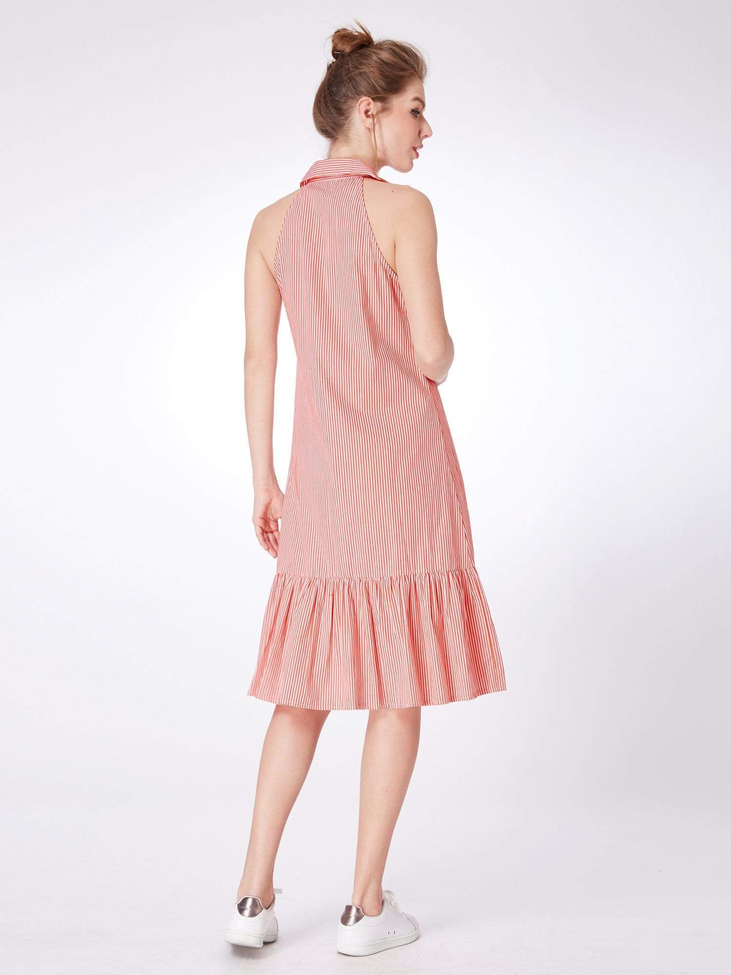 Color=Red and White | Alisa Pan Striped Button Up Casual Summer Dress-Red And White 2 Color=Red and White | Alisa Pan Striped Button Up Casual Summer Dress-Red And White 2