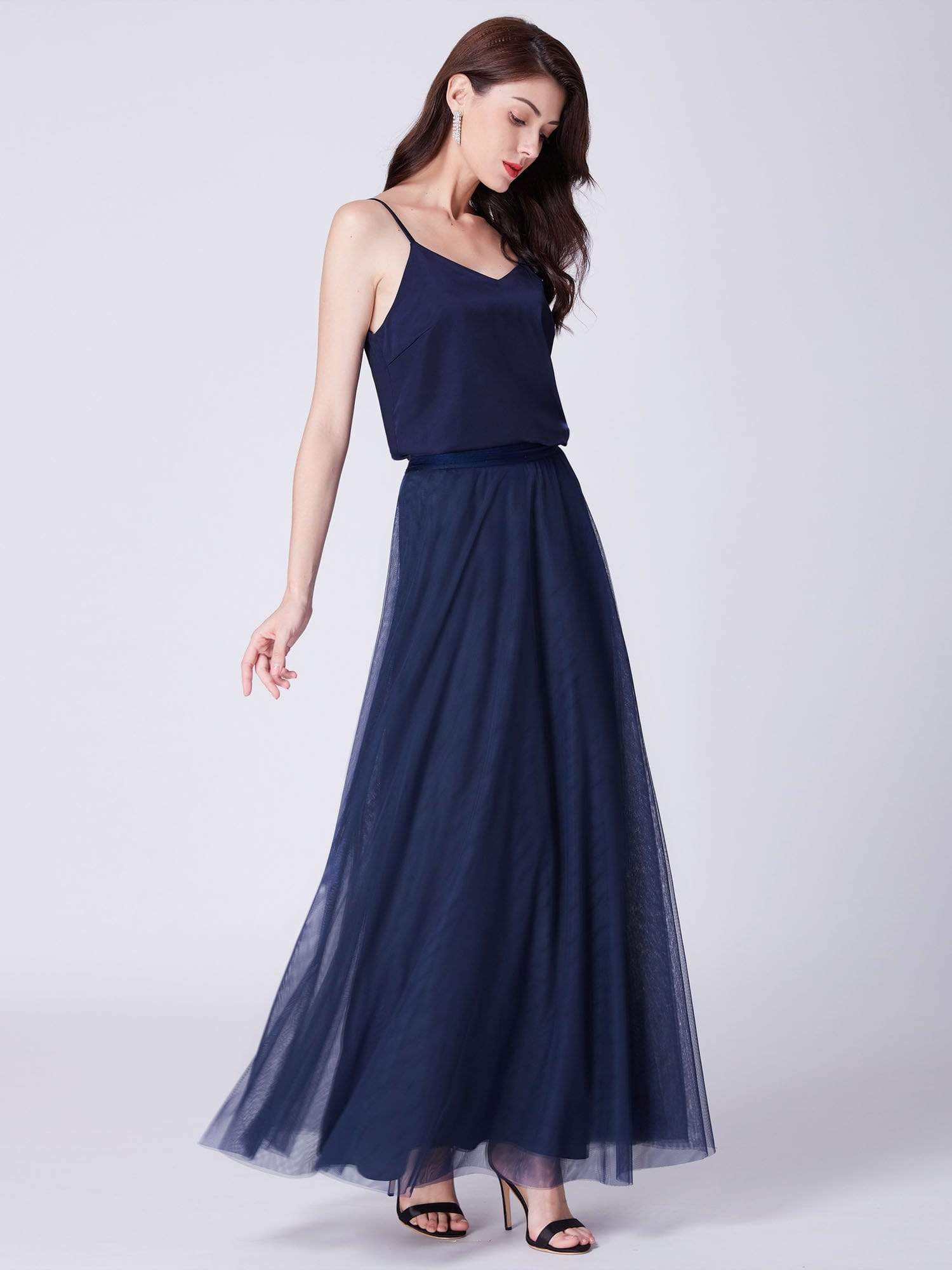 Color=Navy Blue | Alisa Pan Satin And Tulle Skirt & Top Set-Navy Blue 3 Color=Navy Blue | Alisa Pan Satin And Tulle Skirt & Top Set-Navy Blue 3