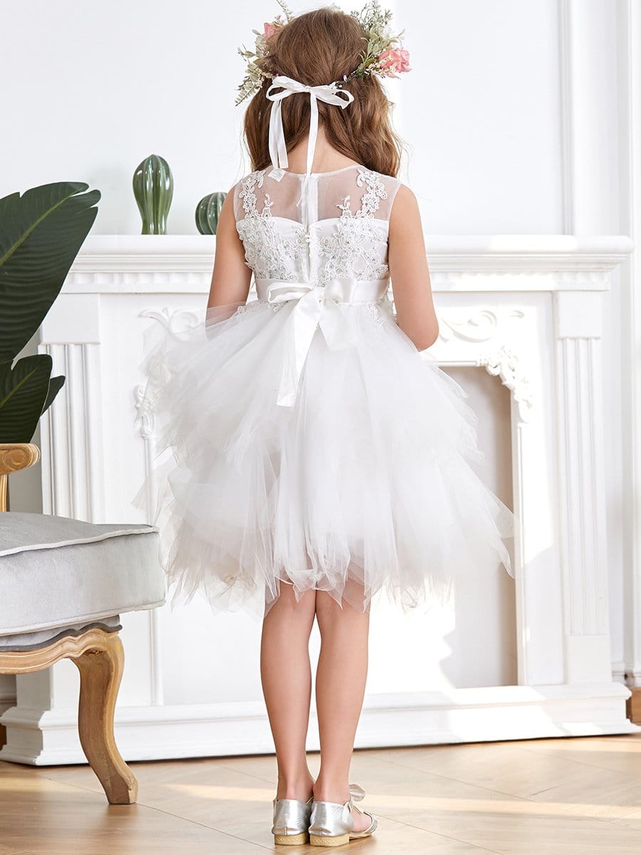 Color=White | Cute Sweetheart Neck Applique Tulle Flower Girl Dress-White 2 Color=White | Cute Sweetheart Neck Applique Tulle Flower Girl Dress-White 2