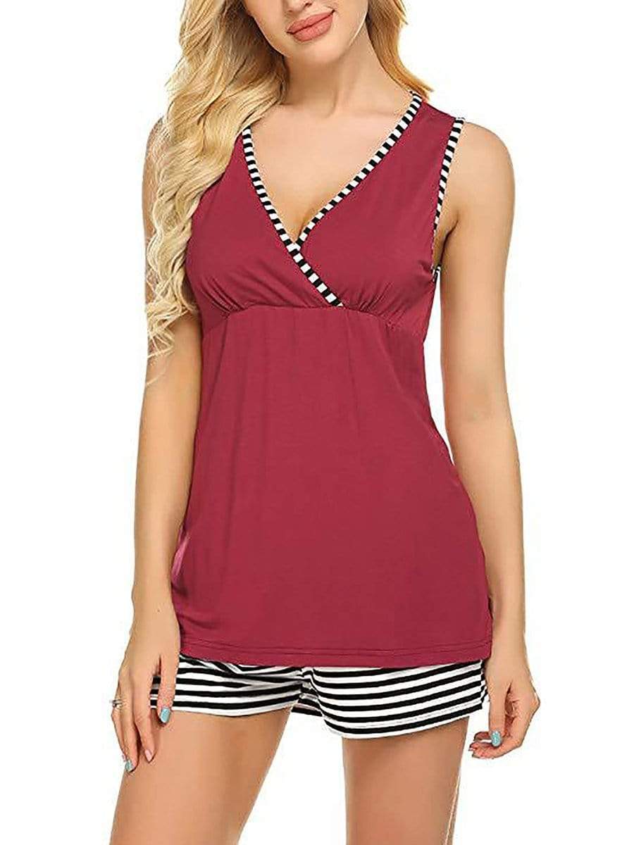 Color=Burgundy | Women Maternity Pajamas Suit Summer Nursing Clothes Breastfeeding Sleepwear Sets-Burgundy 1 Color=Burgundy | Women Maternity Pajamas Suit Summer Nursing Clothes Breastfeeding Sleepwear Sets-Burgundy 1
