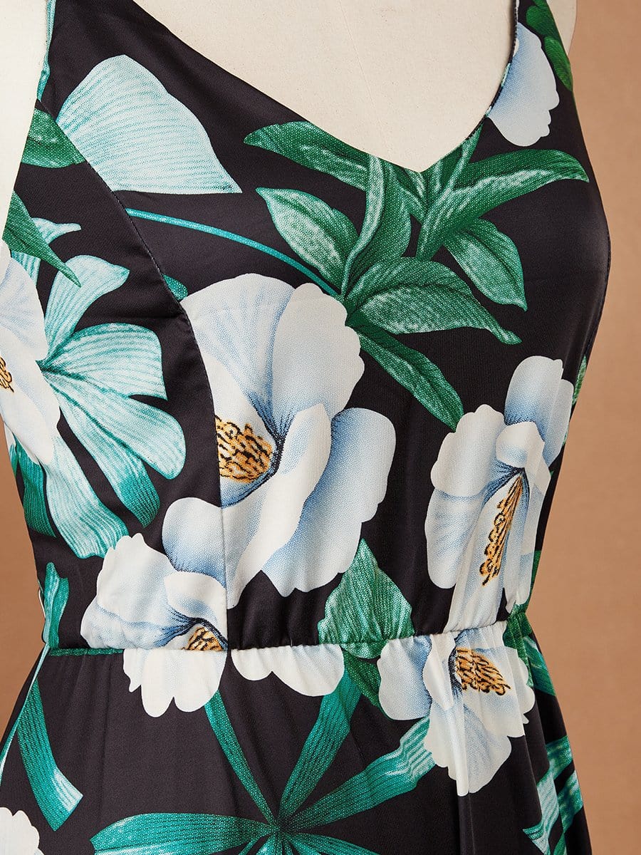 Color=Dark Green | Sleeveless Square Back V Neck Ribbon Strap Long Summer Dress-Dark Green 3 Color=Dark Green | Sleeveless Square Back V Neck Ribbon Strap Long Summer Dress-Dark Green 3