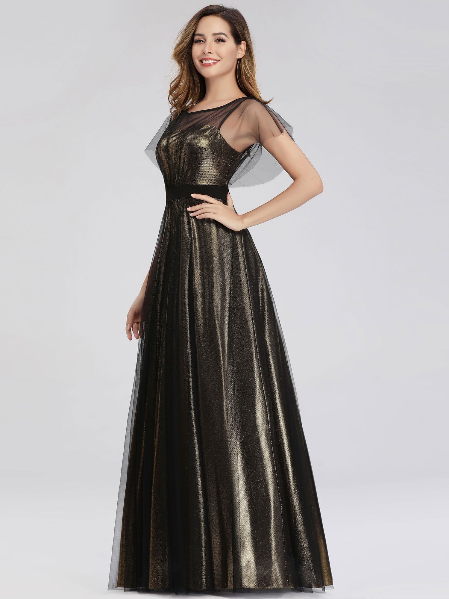 Color=Gold | Women'S Fashion Round Neckline Floor Length Evening Dress-Gold 3 Color=Gold | Women'S Fashion Round Neckline Floor Length Evening Dress-Gold 3