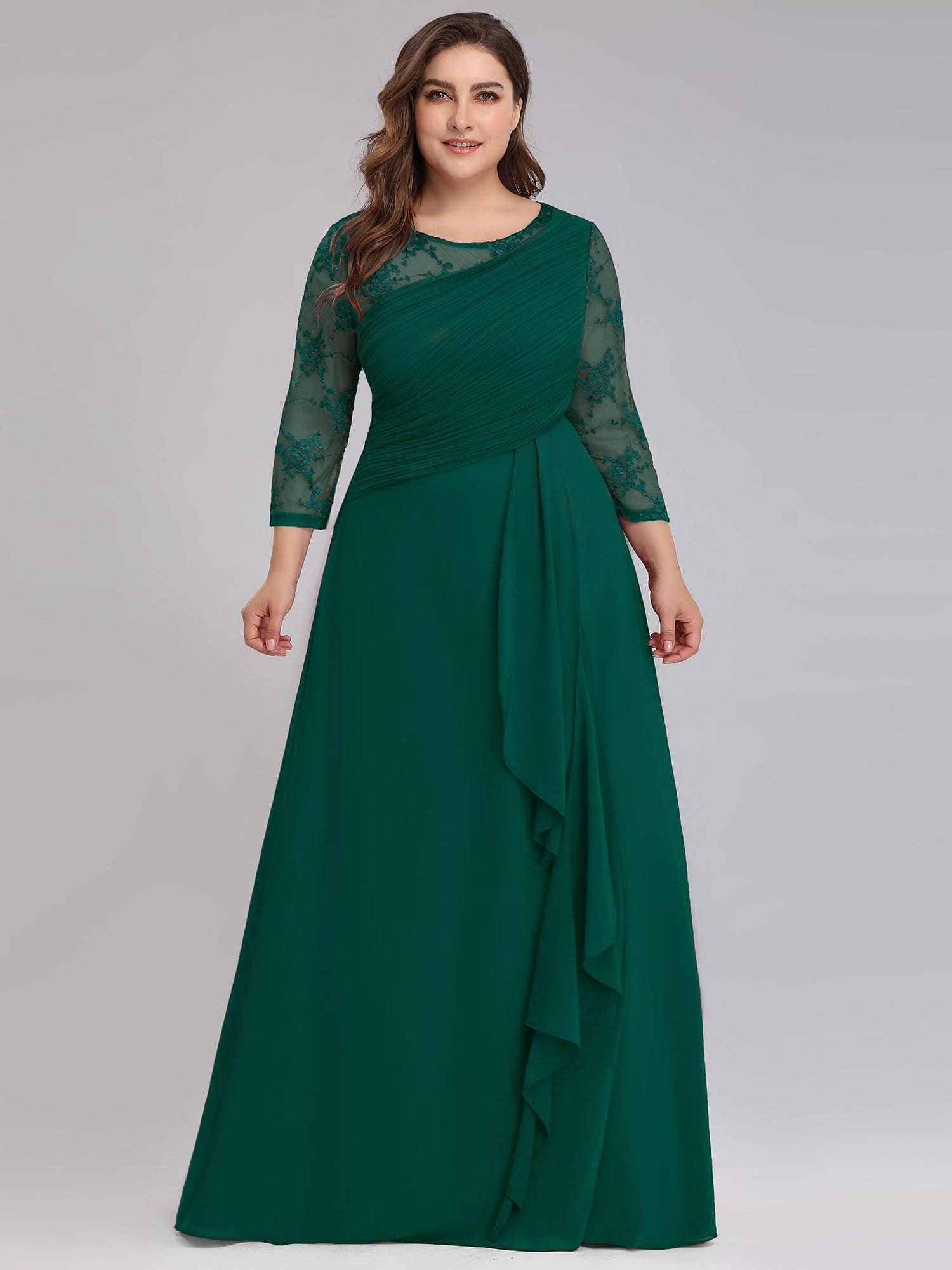 Color=Dark Green | Women'S 3/4 Sleeve Front Wrap Dress Floor-Length Bridesmaid Dress-Dark Green 10 Color=Dark Green | Women'S 3/4 Sleeve Front Wrap Dress Floor-Length Bridesmaid Dress-Dark Green 10