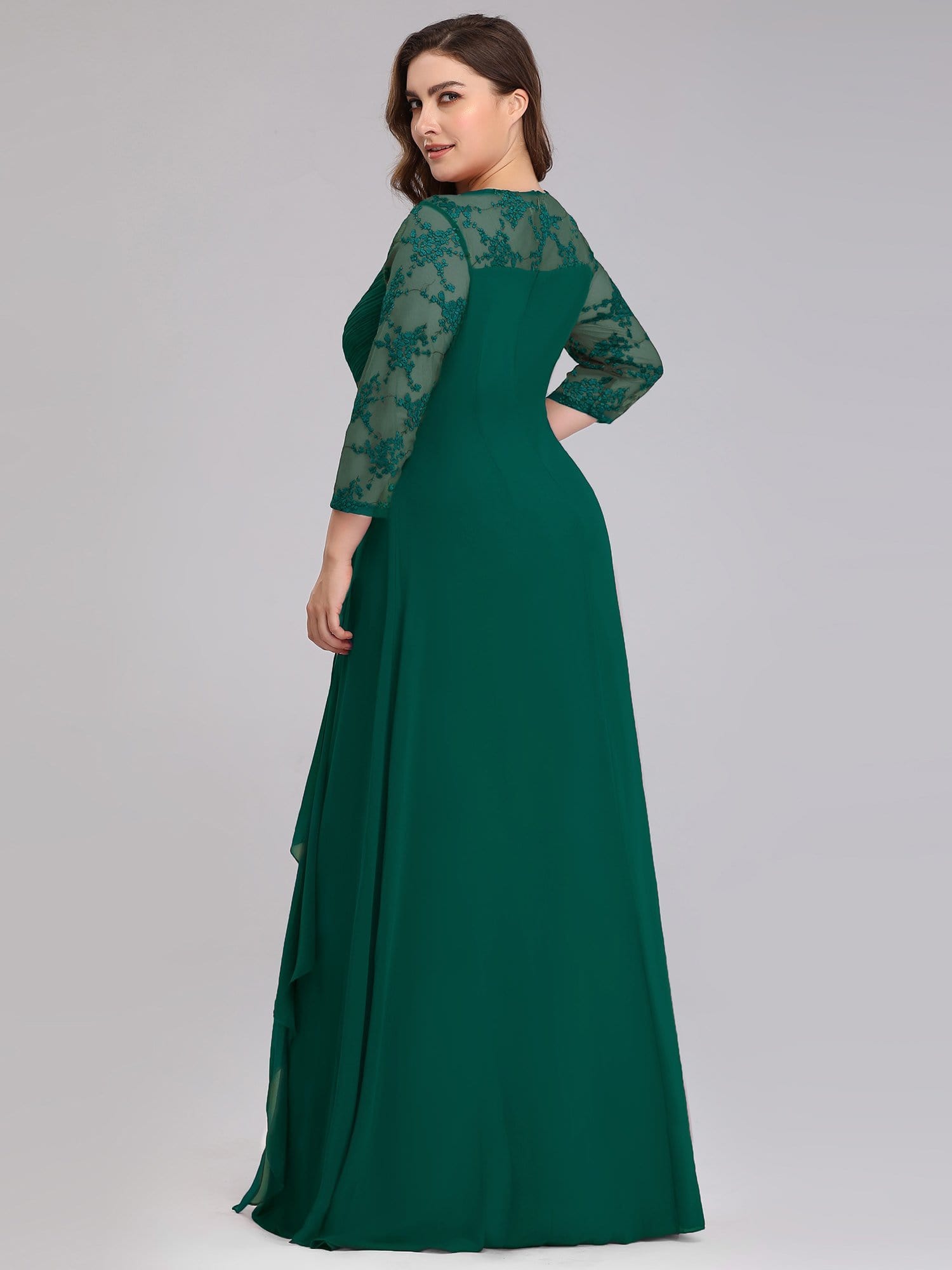 Color=Dark Green | Women'S 3/4 Sleeve Front Wrap Dress Floor-Length Bridesmaid Dress-Dark Green 11 Color=Dark Green | Women'S 3/4 Sleeve Front Wrap Dress Floor-Length Bridesmaid Dress-Dark Green 11