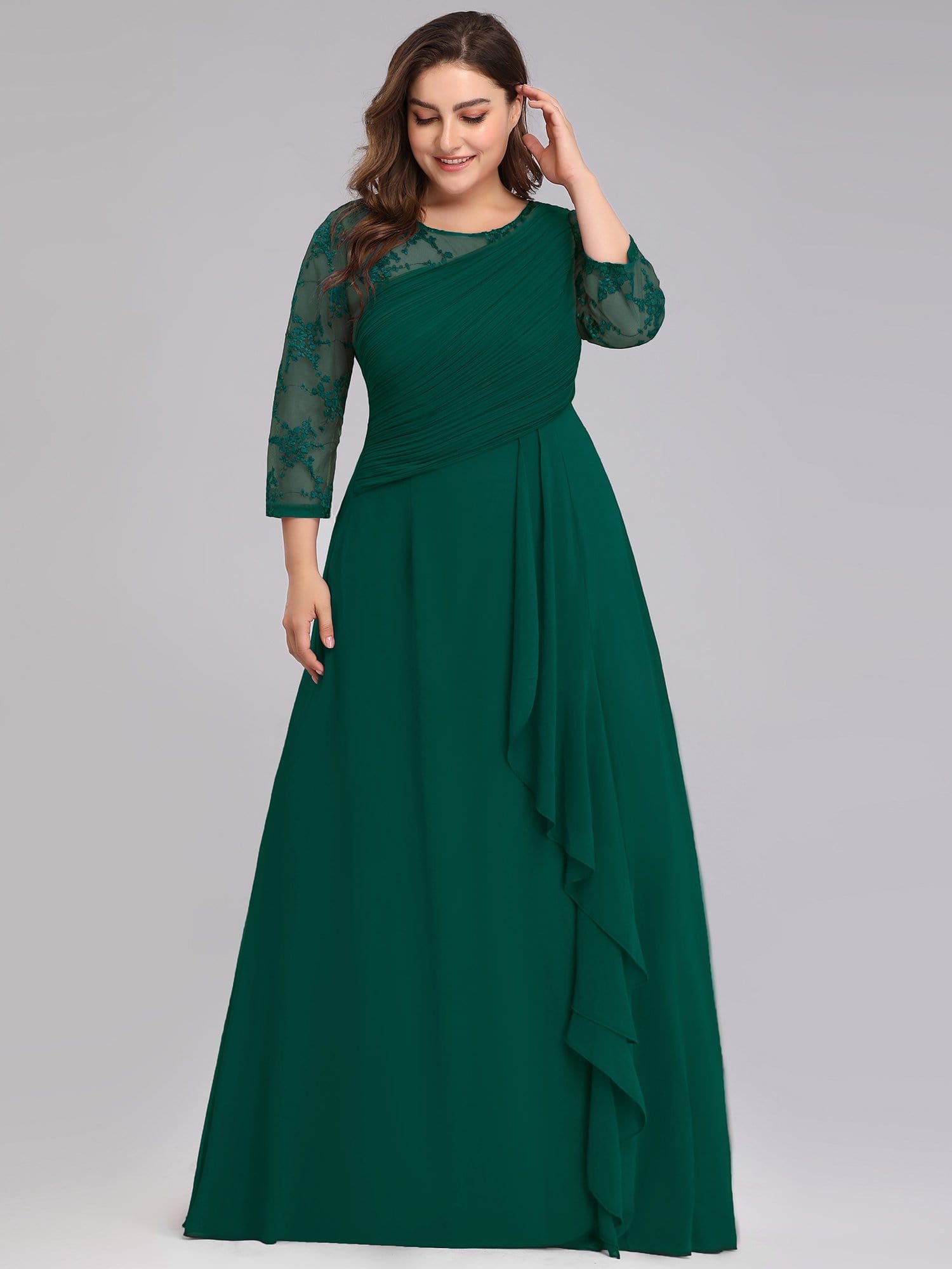Color=Dark Green | Women'S 3/4 Sleeve Front Wrap Dress Floor-Length Bridesmaid Dress-Dark Green 12 Color=Dark Green | Women'S 3/4 Sleeve Front Wrap Dress Floor-Length Bridesmaid Dress-Dark Green 12