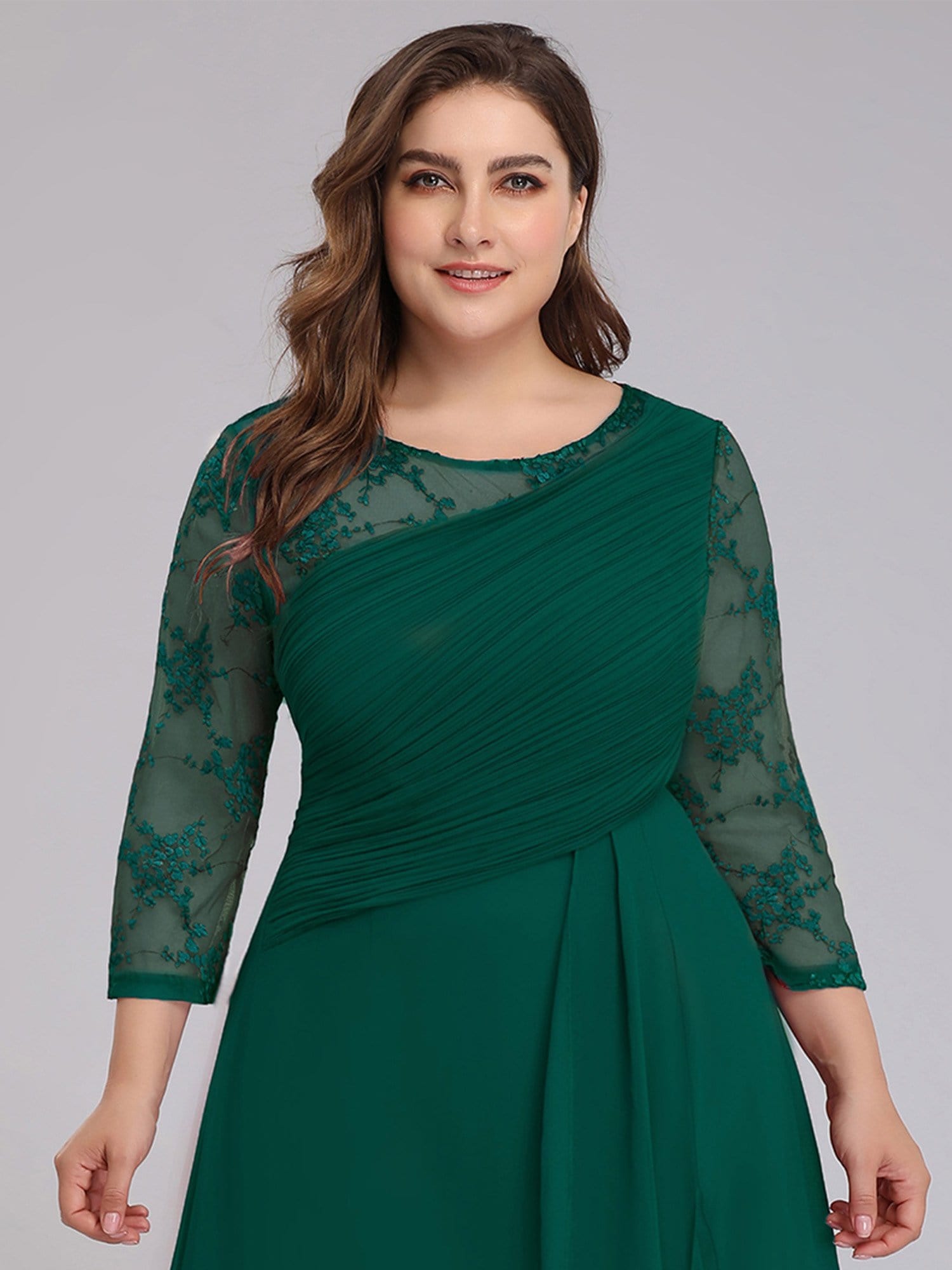Color=Dark Green | Women'S 3/4 Sleeve Front Wrap Dress Floor-Length Bridesmaid Dress-Dark Green 13 Color=Dark Green | Women'S 3/4 Sleeve Front Wrap Dress Floor-Length Bridesmaid Dress-Dark Green 13