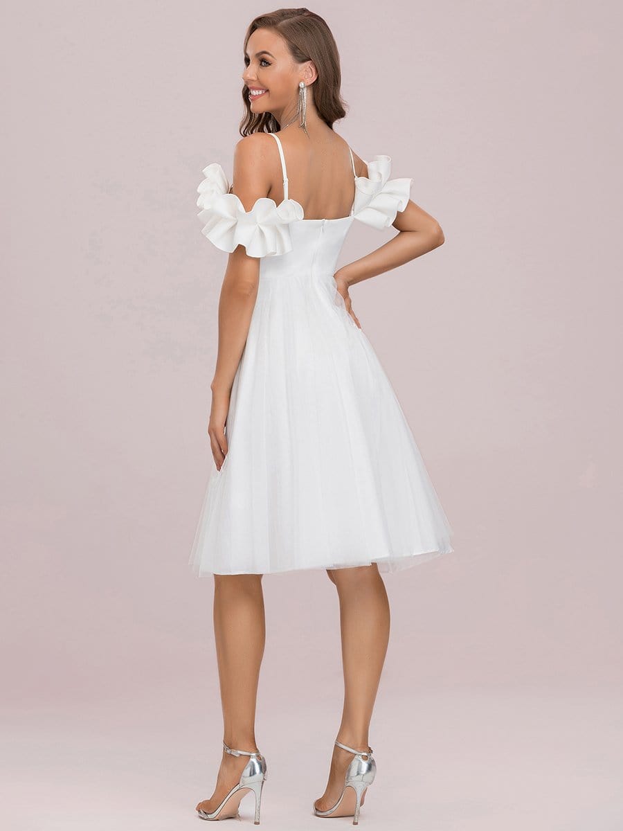 Color=Cream | Spaghetti Strap Sweetheart Stringy Selvedge Tulle Cocktail Dress-Cream 6 Color=Cream | Spaghetti Strap Sweetheart Stringy Selvedge Tulle Cocktail Dress-Cream 6
