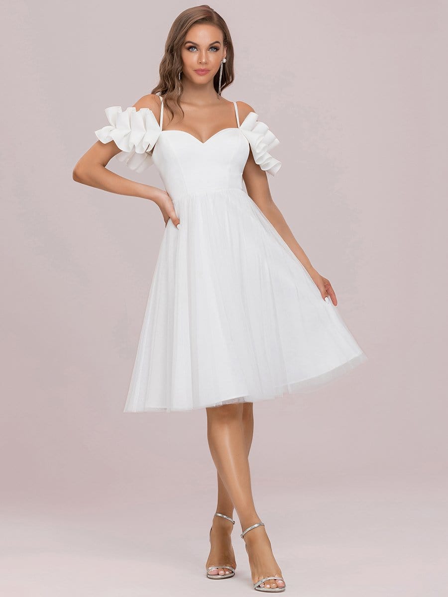 Color=Cream | Spaghetti Strap Sweetheart Stringy Selvedge Tulle Cocktail Dress-Cream 7 Color=Cream | Spaghetti Strap Sweetheart Stringy Selvedge Tulle Cocktail Dress-Cream 7