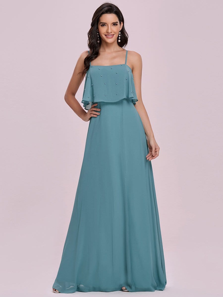 Color=Dusty blue | Spaghetti Strap A-Line Floor Length Bridesmaid Dress With Beaded Top-Dusty Blue 7 Color=Dusty blue | Spaghetti Strap A-Line Floor Length Bridesmaid Dress With Beaded Top-Dusty Blue 7