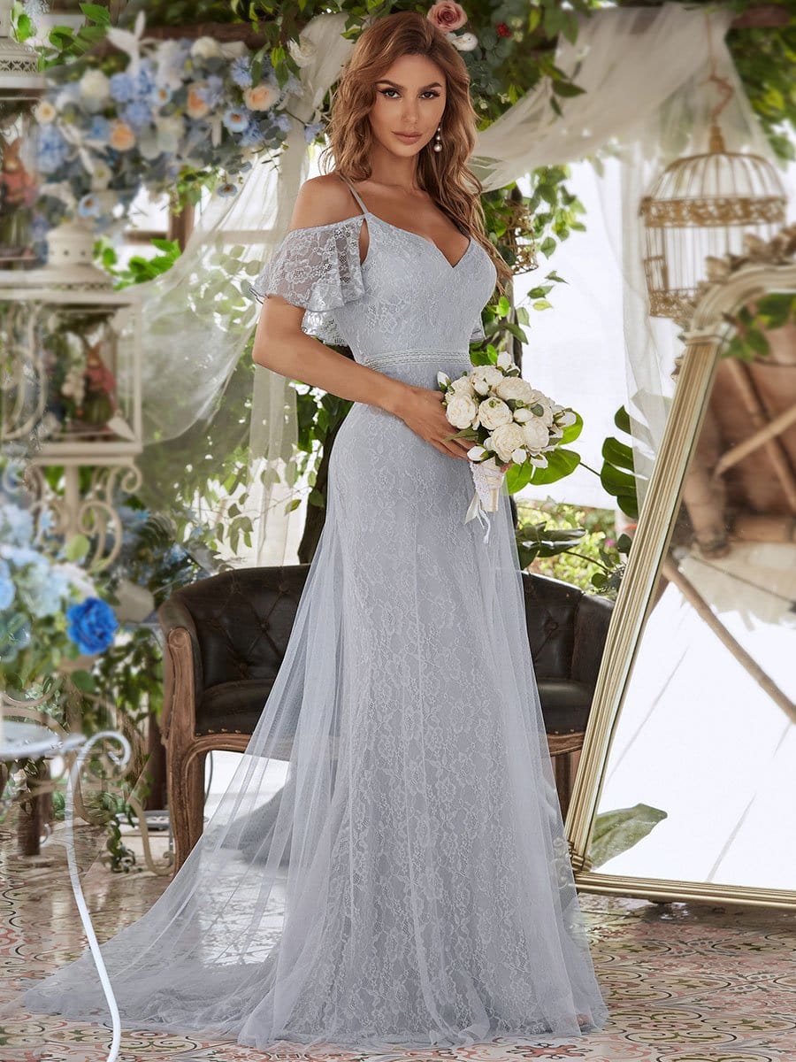 Color=Grey | V-Neck Pagoda Spaghetti Straps Floral Embroider Floor-Length Evening Dress-Grey 1 Color=Grey | V-Neck Pagoda Spaghetti Straps Floral Embroider Floor-Length Evening Dress-Grey 1