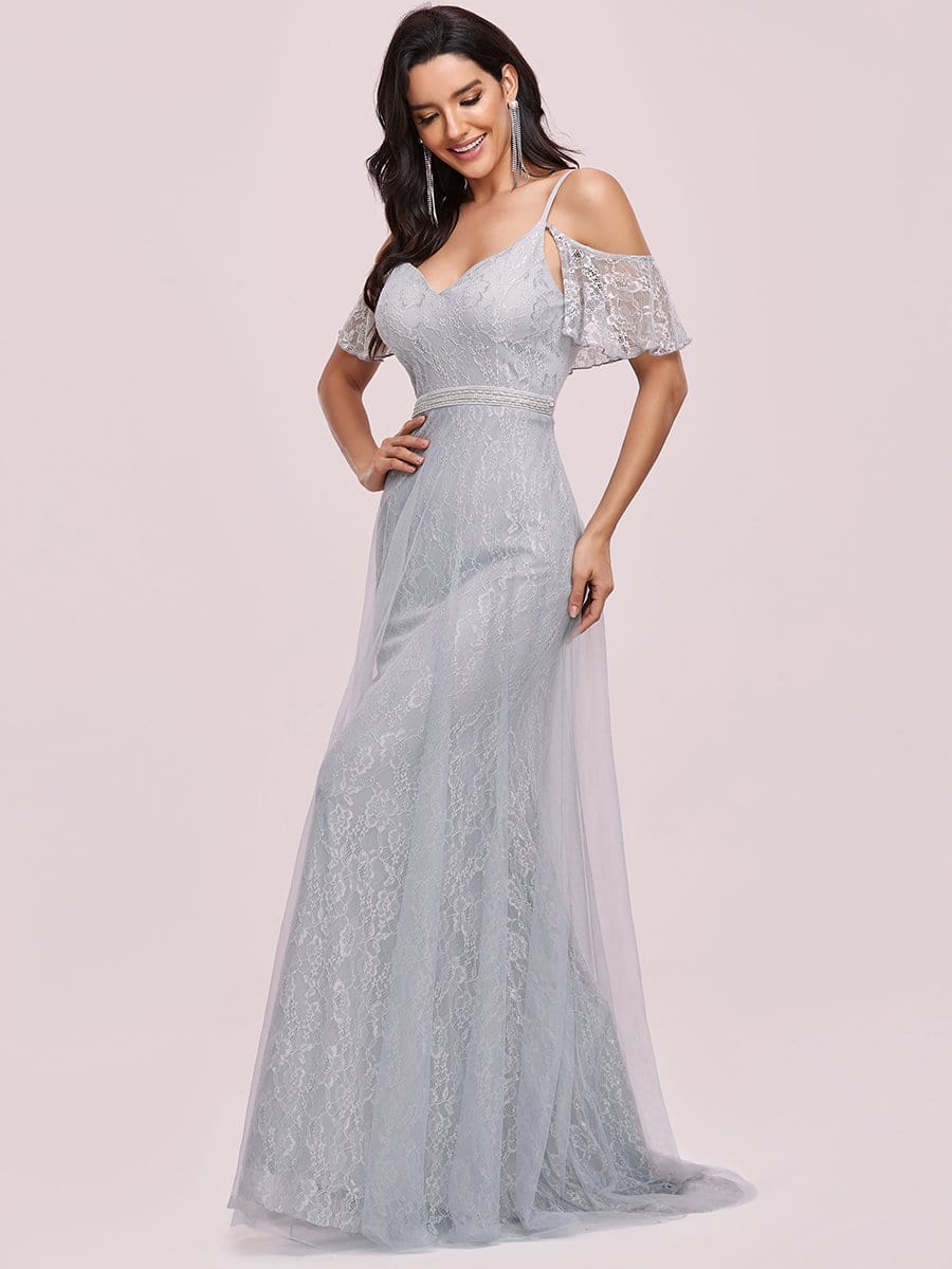 Color=Grey | V-Neck Pagoda Spaghetti Straps Floral Embroider Floor-Length Evening Dress-Grey 7 Color=Grey | V-Neck Pagoda Spaghetti Straps Floral Embroider Floor-Length Evening Dress-Grey 7