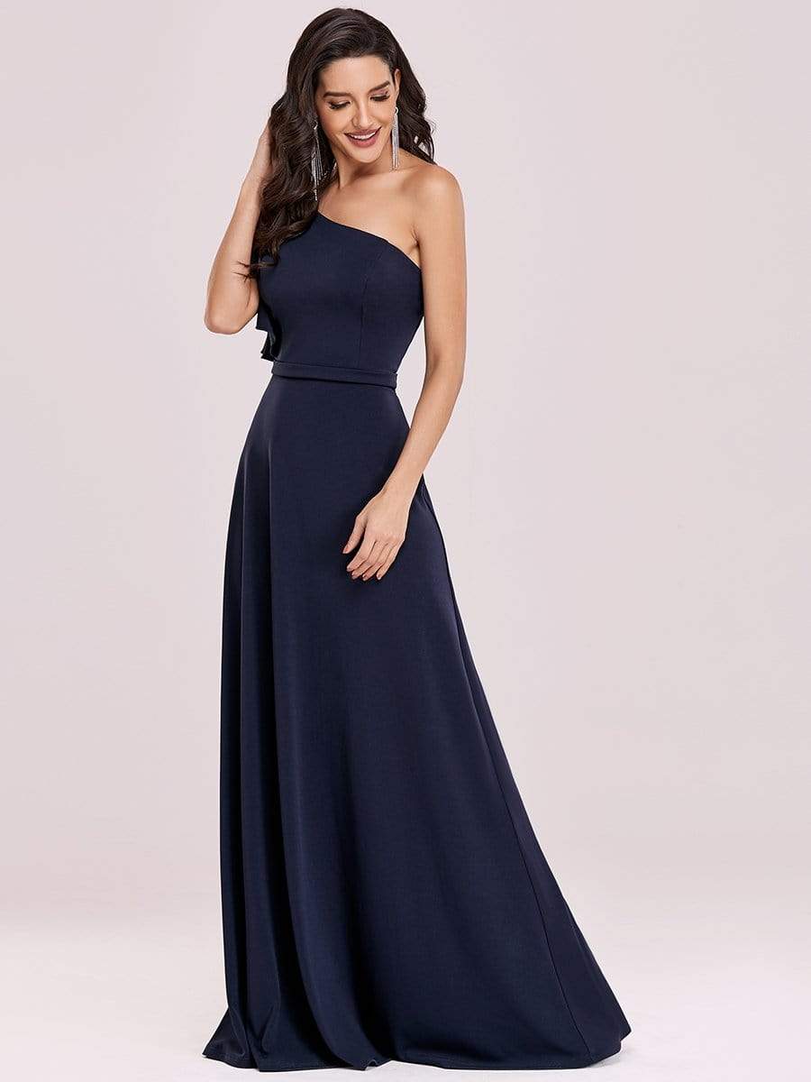 Color=Navy Blue | One Shoulder Maxi A-Line Evening Dress-Navy Blue 4 Color=Navy Blue | One Shoulder Maxi A-Line Evening Dress-Navy Blue 4